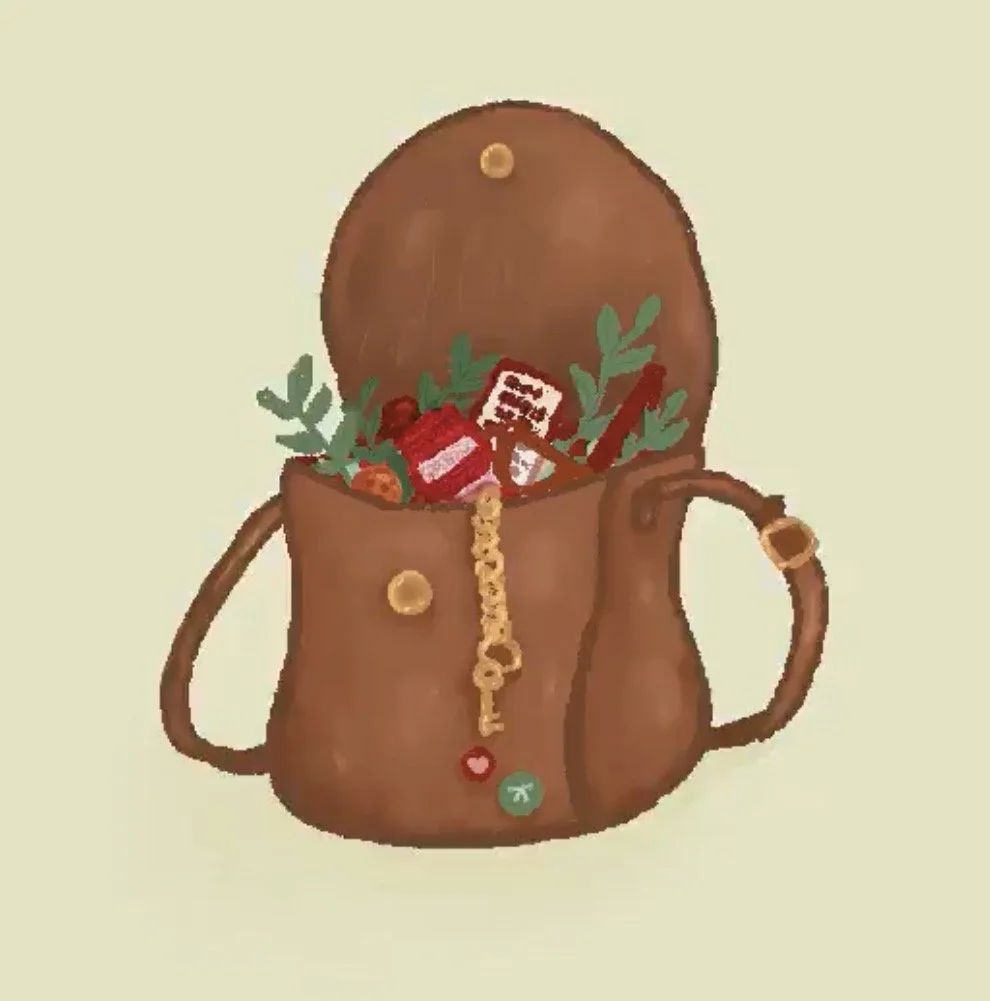 Illustration of Thimble's satchel