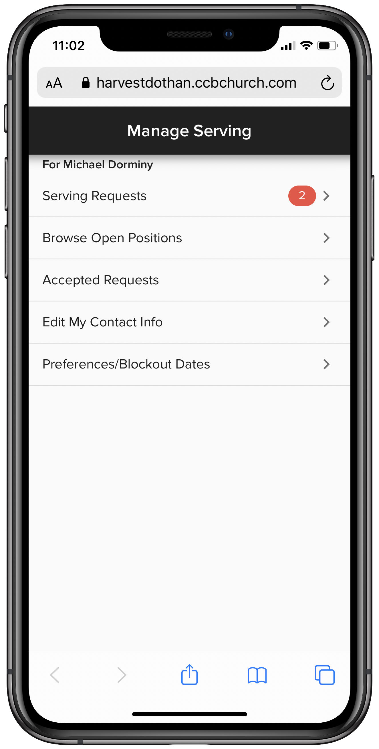 Edit Serving Preferences and Availability