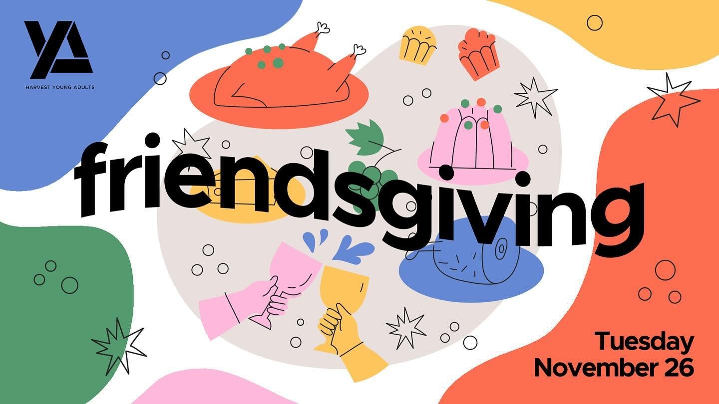 Join us for YA Friendsgiving! We will come together, worship the Lord, and eat some good food! Stick around after dinner to play Underground Church. We will meet in the Fellowship Hall at 6:30pm (right next to the Chapel). Be sure to go to the Hub an