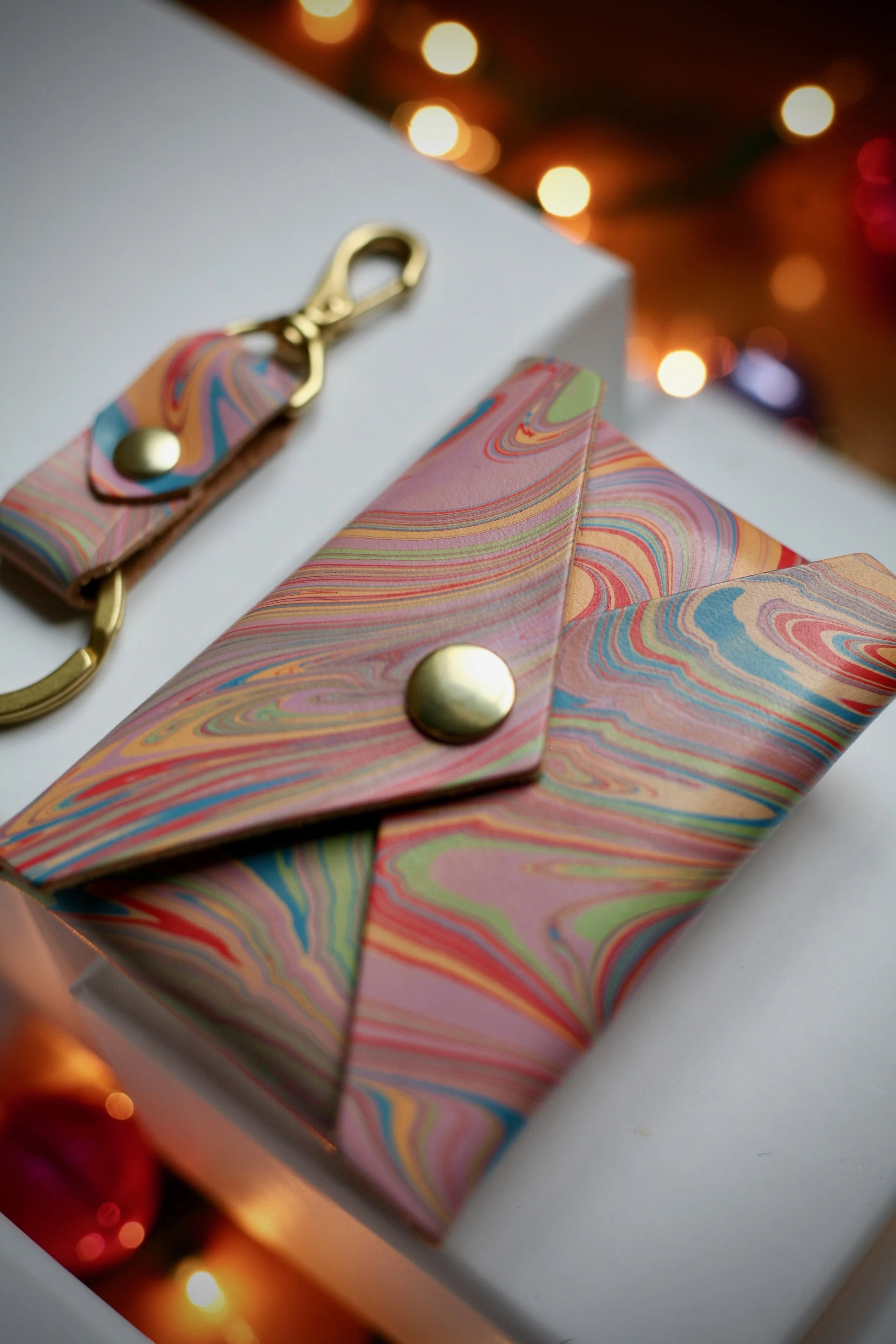 Cotton Candy Swirl Marble Card Case
