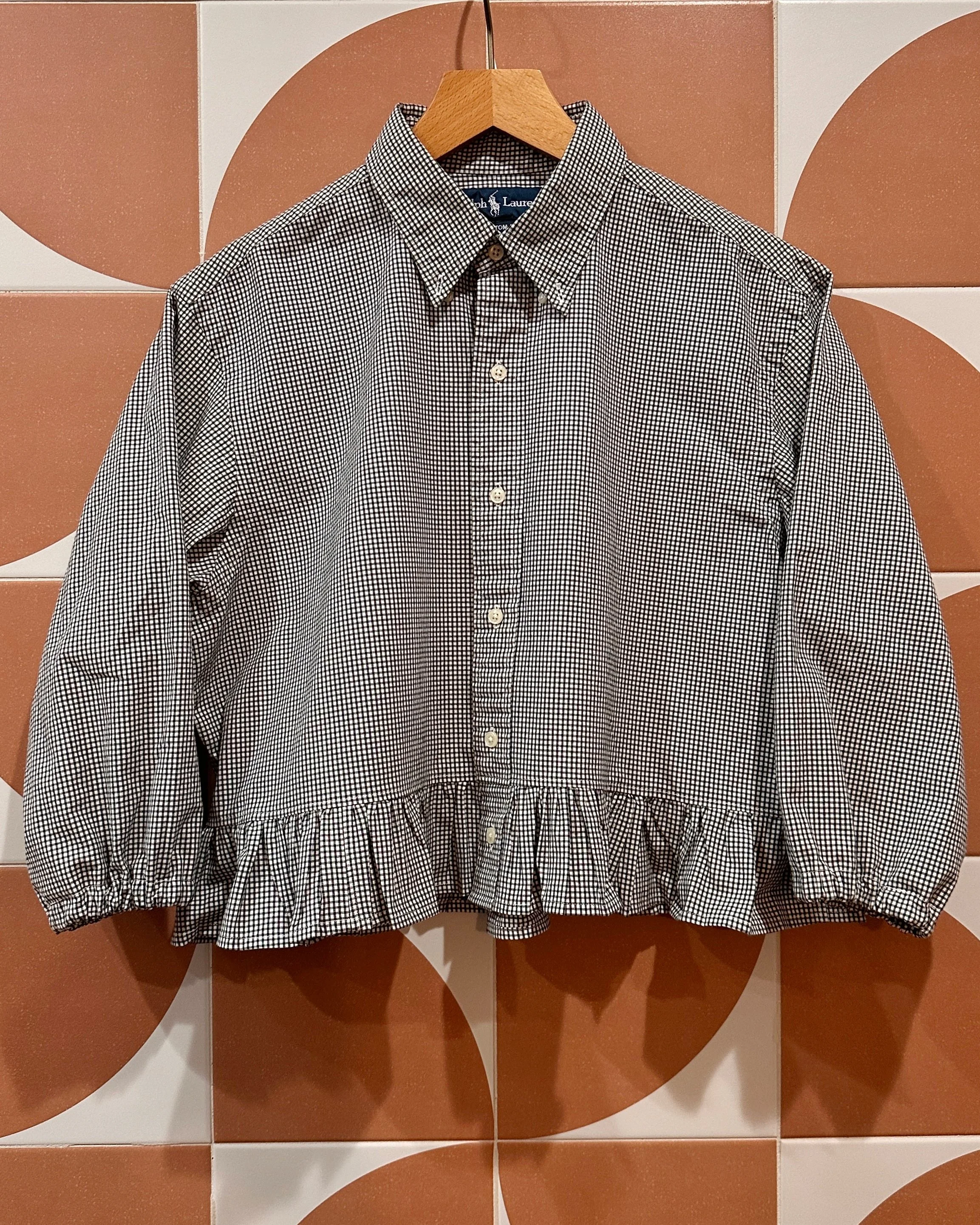 Upcycled Black & White Plaid Boxy Button-down