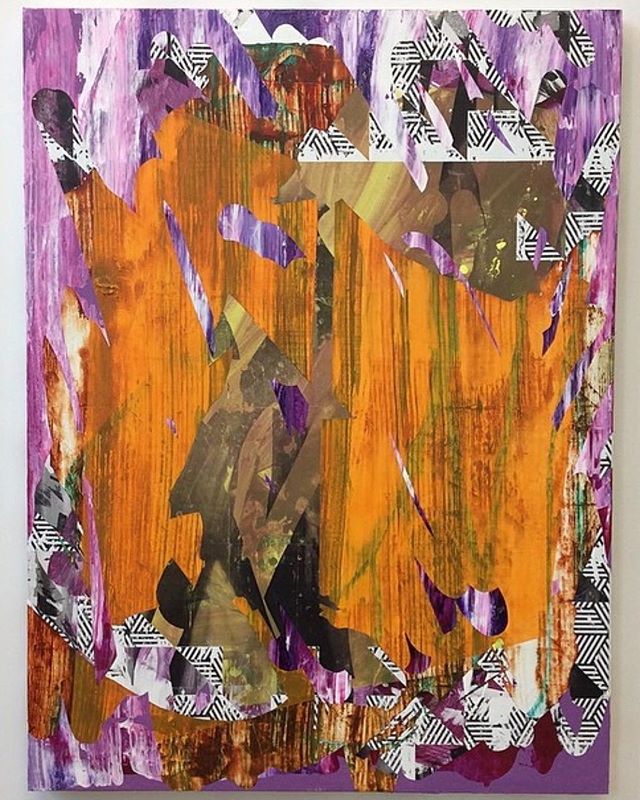 Made this just before moving to Rhode Island. Was a weird painting for me at the time.  Makes total sense now. Untitled (V10001) 2014, acrylic on weathered sign vinyl, 48x36 inches.