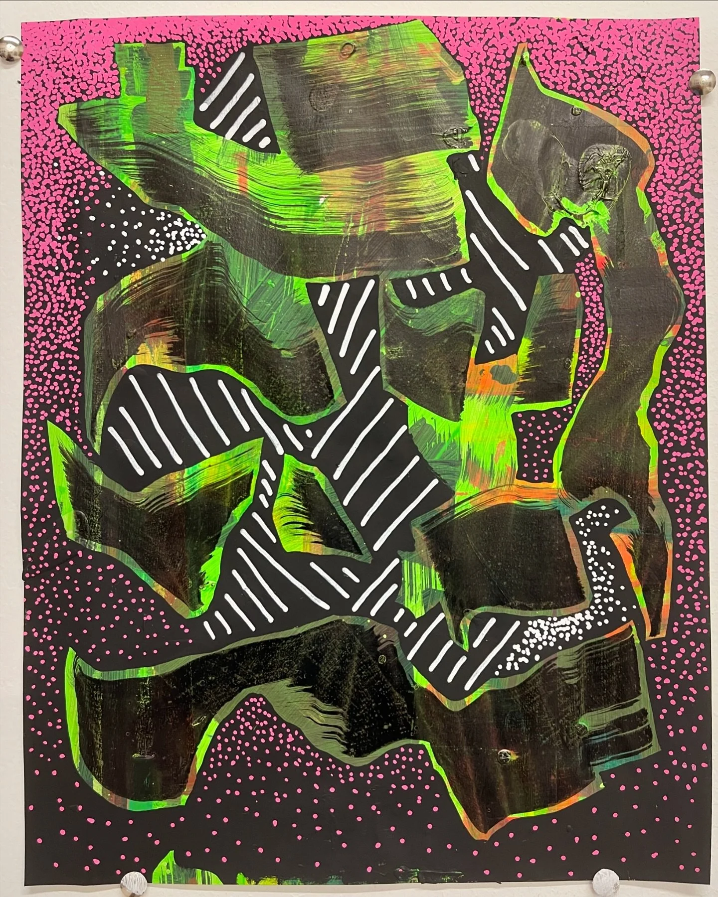 Abstract Punk Rock poster. Ink and Acrylic on paper. 11 x 14 inches. 2024