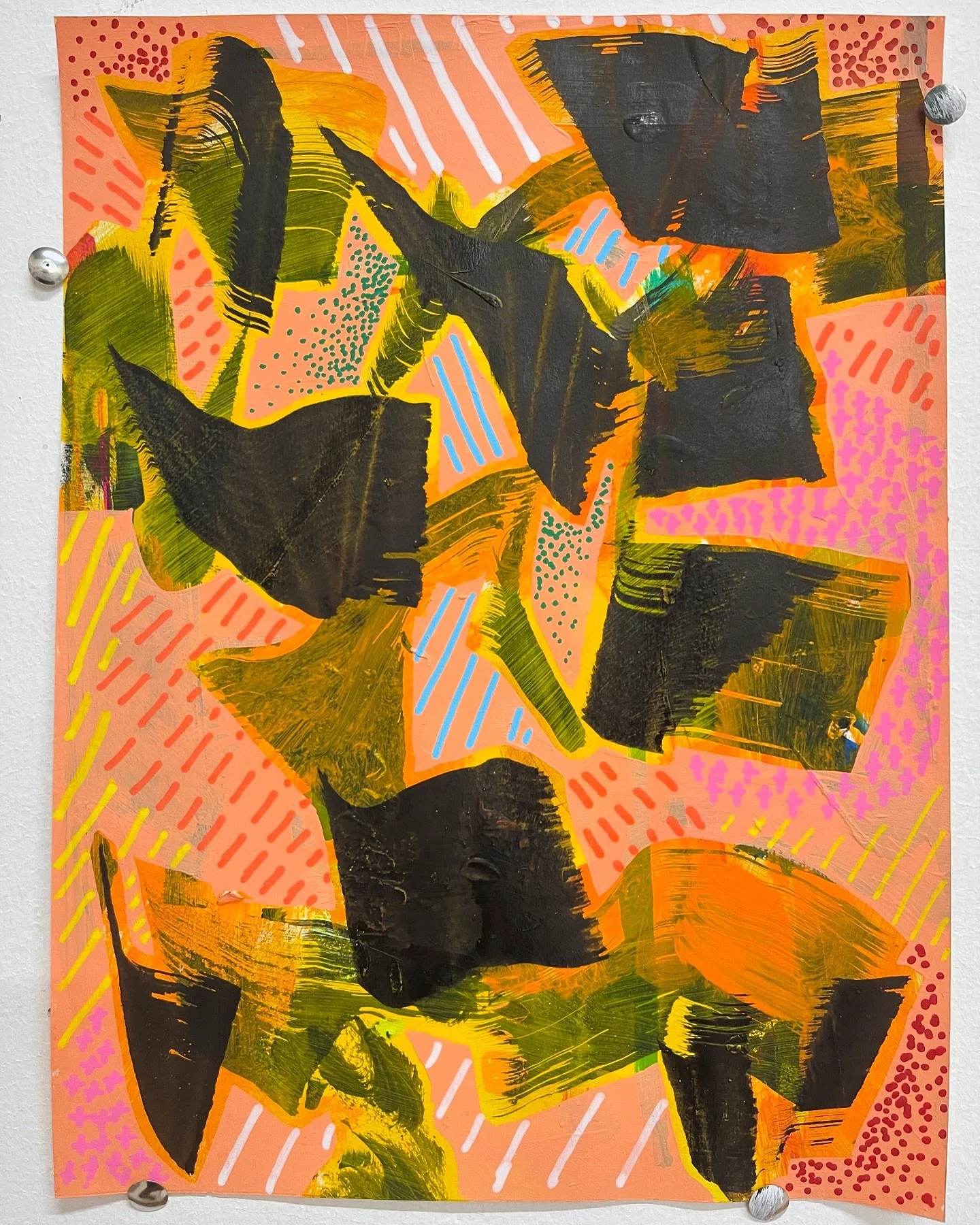 Abstract Punk Rock poster 2024 ink and acrylic on paper 9X12 inches. 
#abstractpunkrockpostcard #worksonpaper #inkonpaper