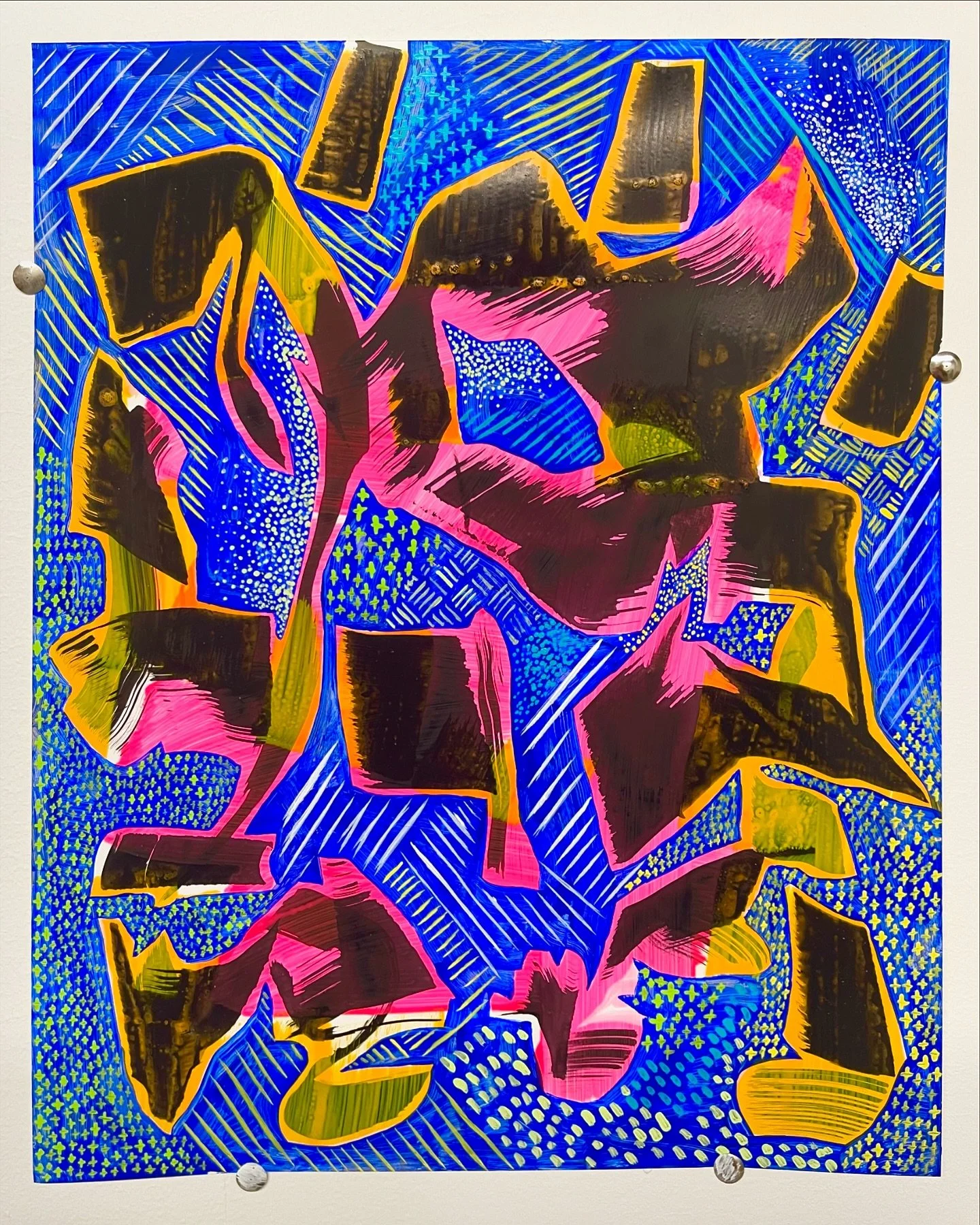 Abstract Punk Rock Poster 2024 acrylic and ink on YUPO 12x15 inches. 
#abstractpunkrockpostcard #punkposters #contemporaryart