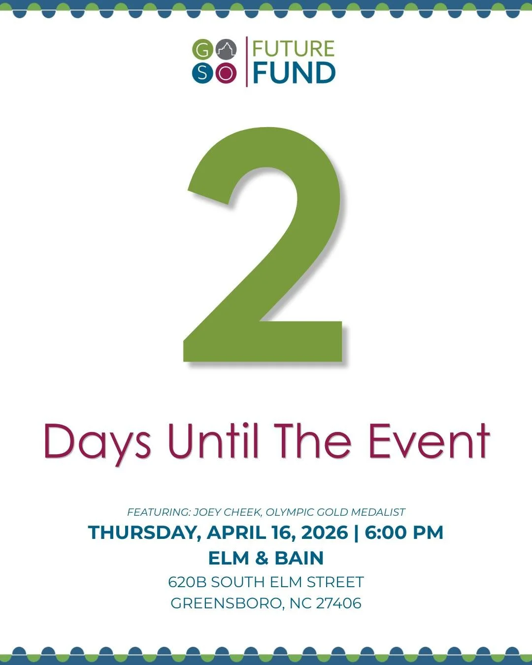 TWO DAYS AWAY!! HAVE YOU SECURED YOUR SPOT?!

Future Festival will take place on April 16th at 6:00pm, marking our 25th Anniversary and spotlighting our incredible 2025 nonprofit grantees. We are also proud to honor Olympic gold medalist and philanth