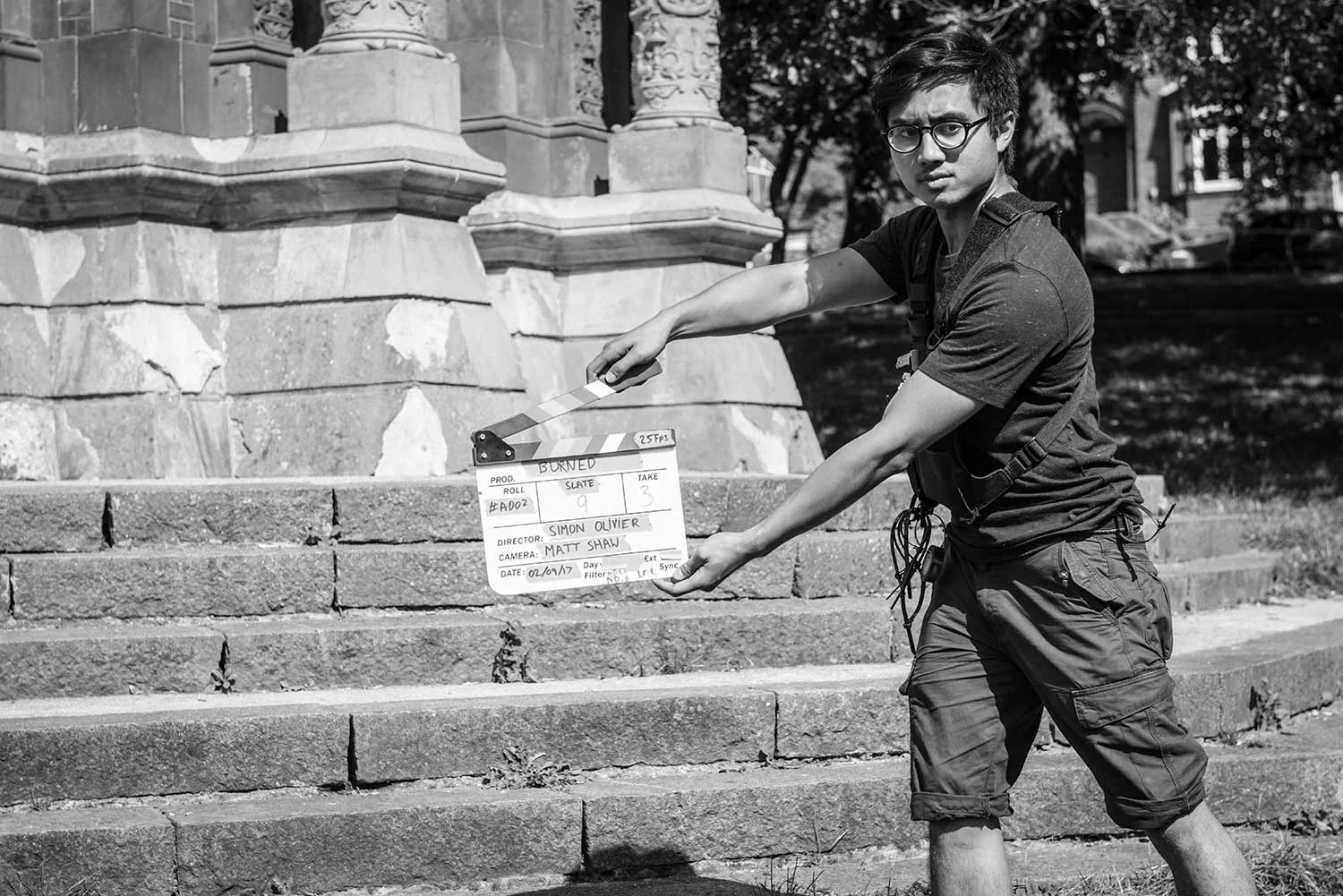 Luke Priadi, 2nd Assistant Camera, on location.