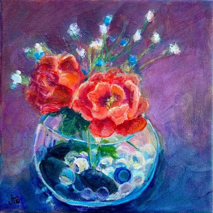 Garden Roses in a Circle Vase