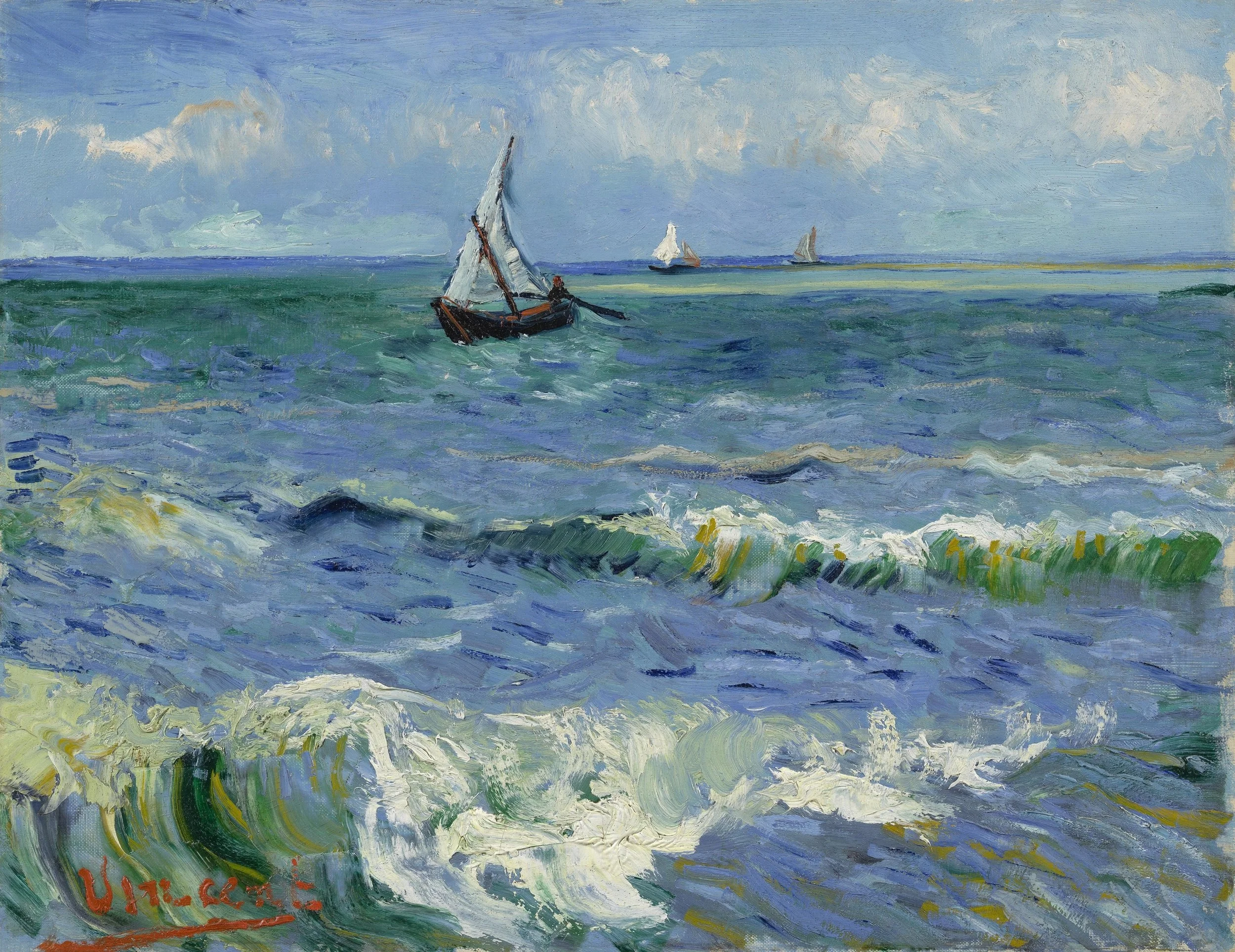 Seascape near Les Saintes-Maries-de-la-Mer by Vincent van Gogh , June 1888