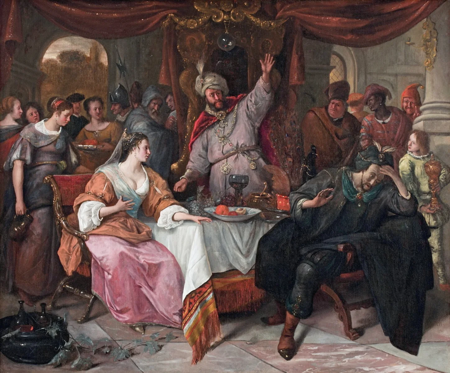 Detail from ‘The Wrath of Ahasuerus,’ by Jan Steen, circa 1668.