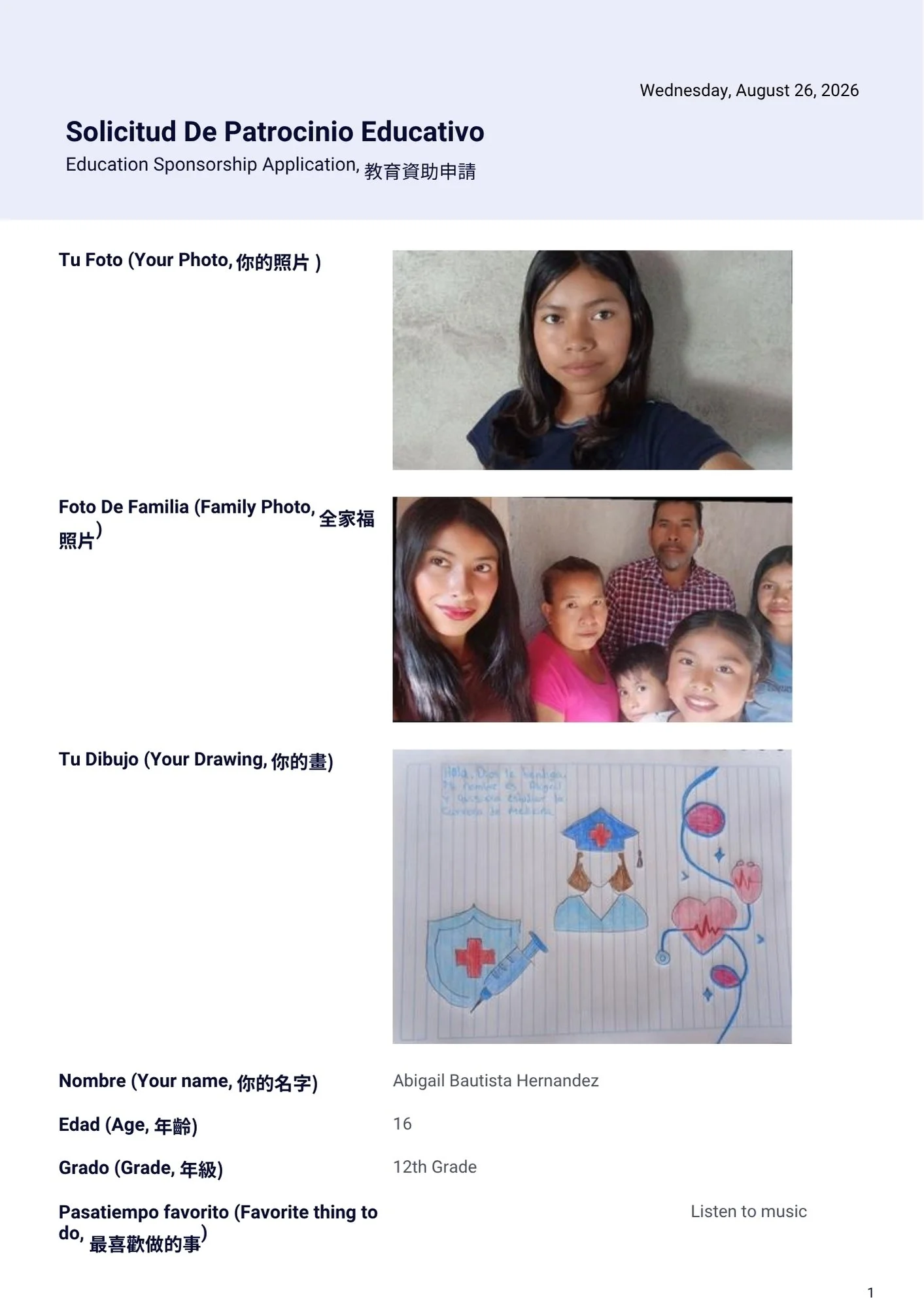 Abigail Bautista Hernandez ($720)