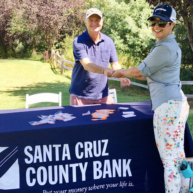 New sponsor - Santa Cruz County Bank’s VP Brent Denton with Netafim’s Katia Velasquez, Central Coast Events Director