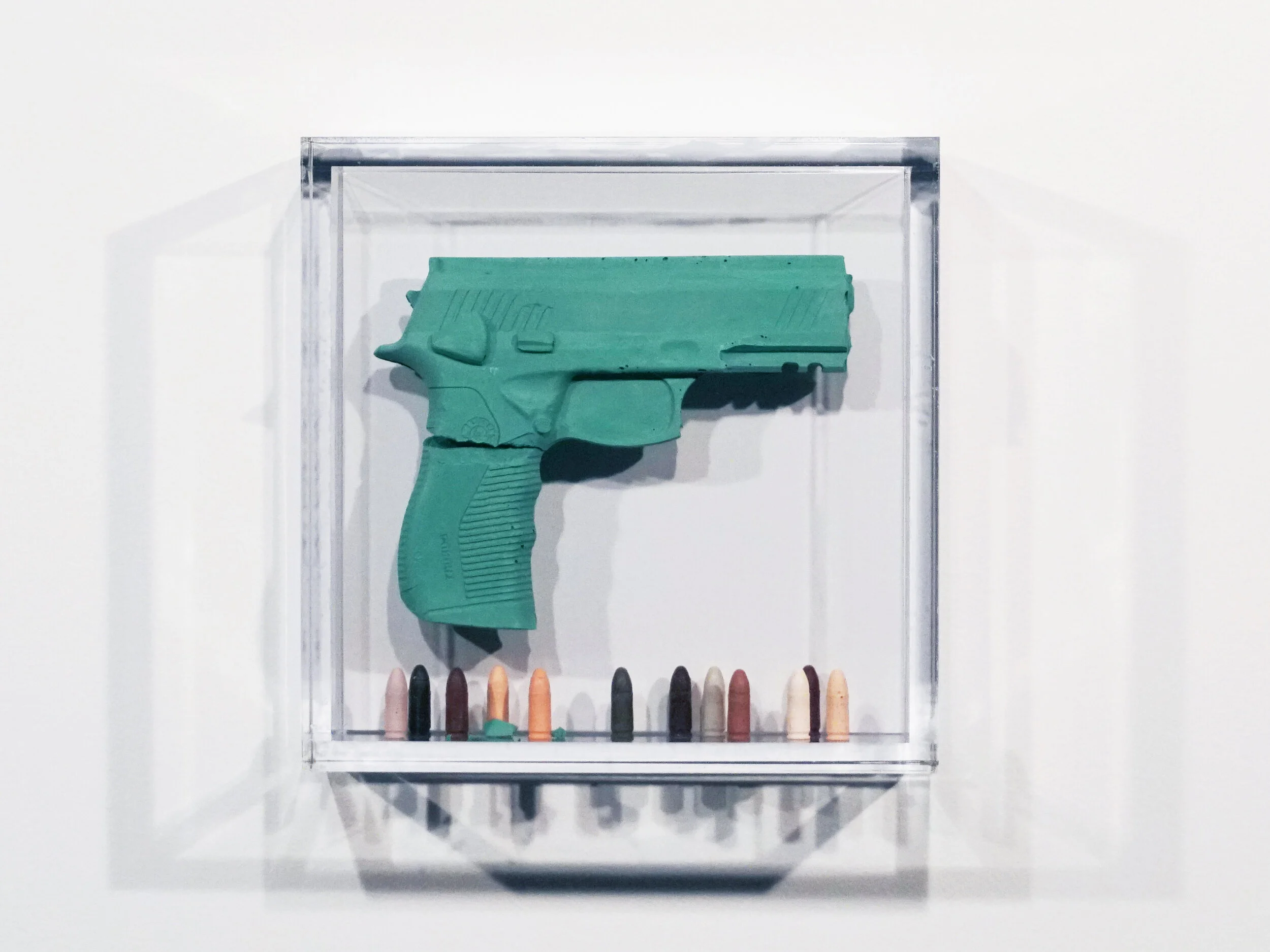    box of crayons no. 42   10x10x4” 2018 *SOLD California  Crayola crayon, birch, enamel, polycarbonate, hardware   Waller Huntsberry Austin © waller huntsberry Austin 2024    