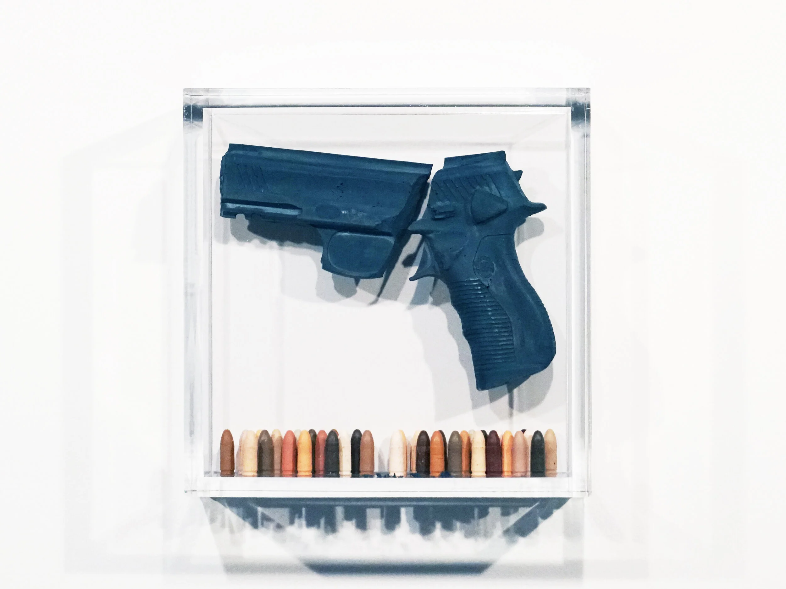       box of crayons no. 36     10x10x4” 2018 *available   Crayola crayon, birch, enamel, polycarbonate, hardware   Waller Huntsberry Austin © waller huntsberry Austin 2024  
