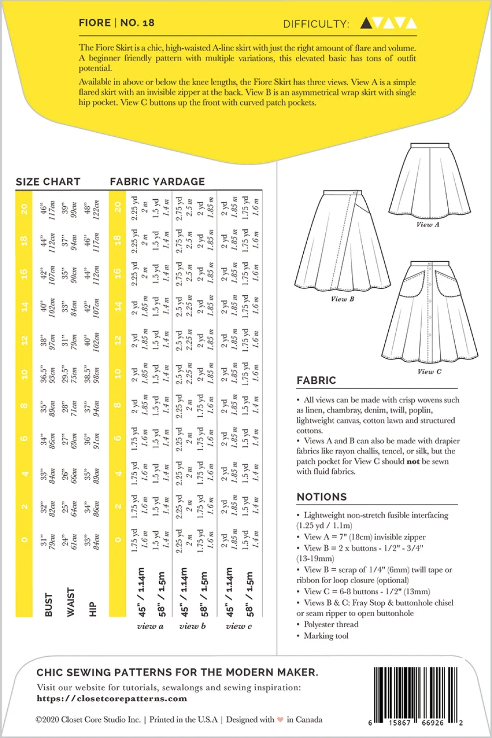 Fiore Skirt Pattern by Closet Core