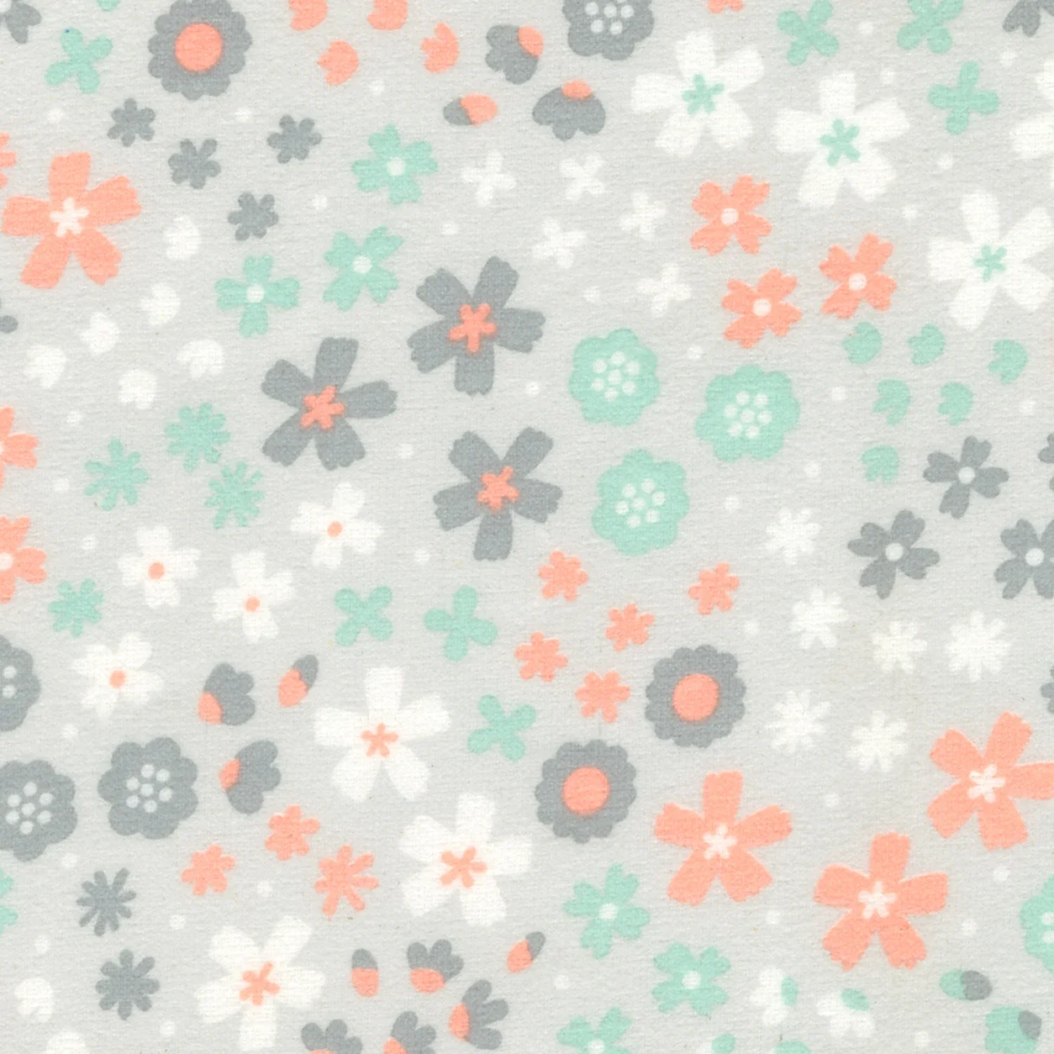 Flowers Silver Flannel