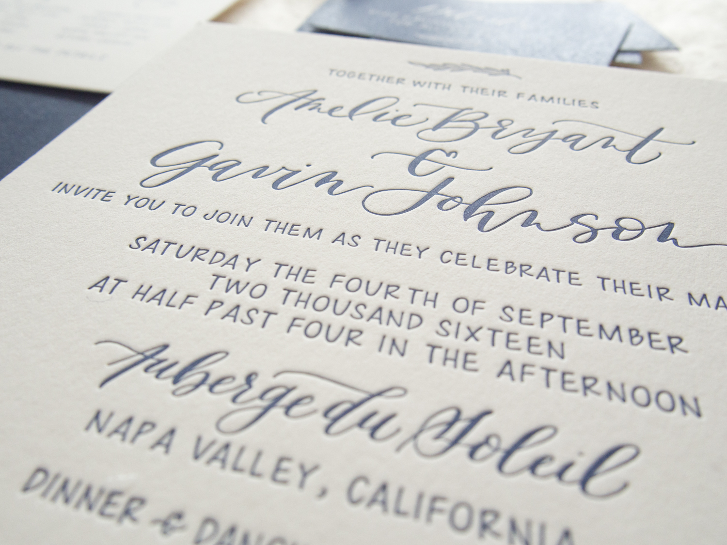 Classic Navy Letterpress Invitation Suite from Bright Room Studio