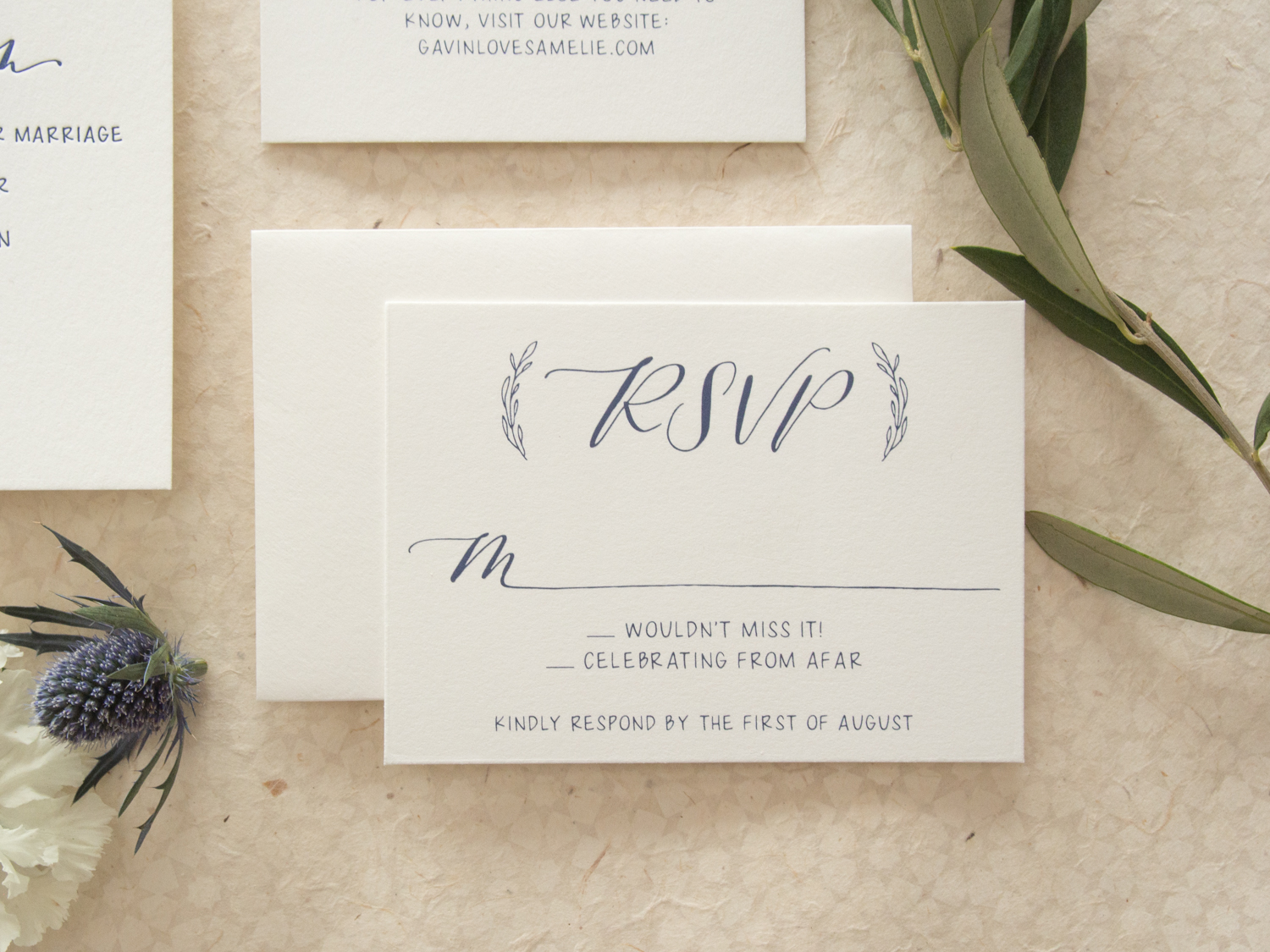 Classic Navy RSVP Reply Card from Bright Room Studio