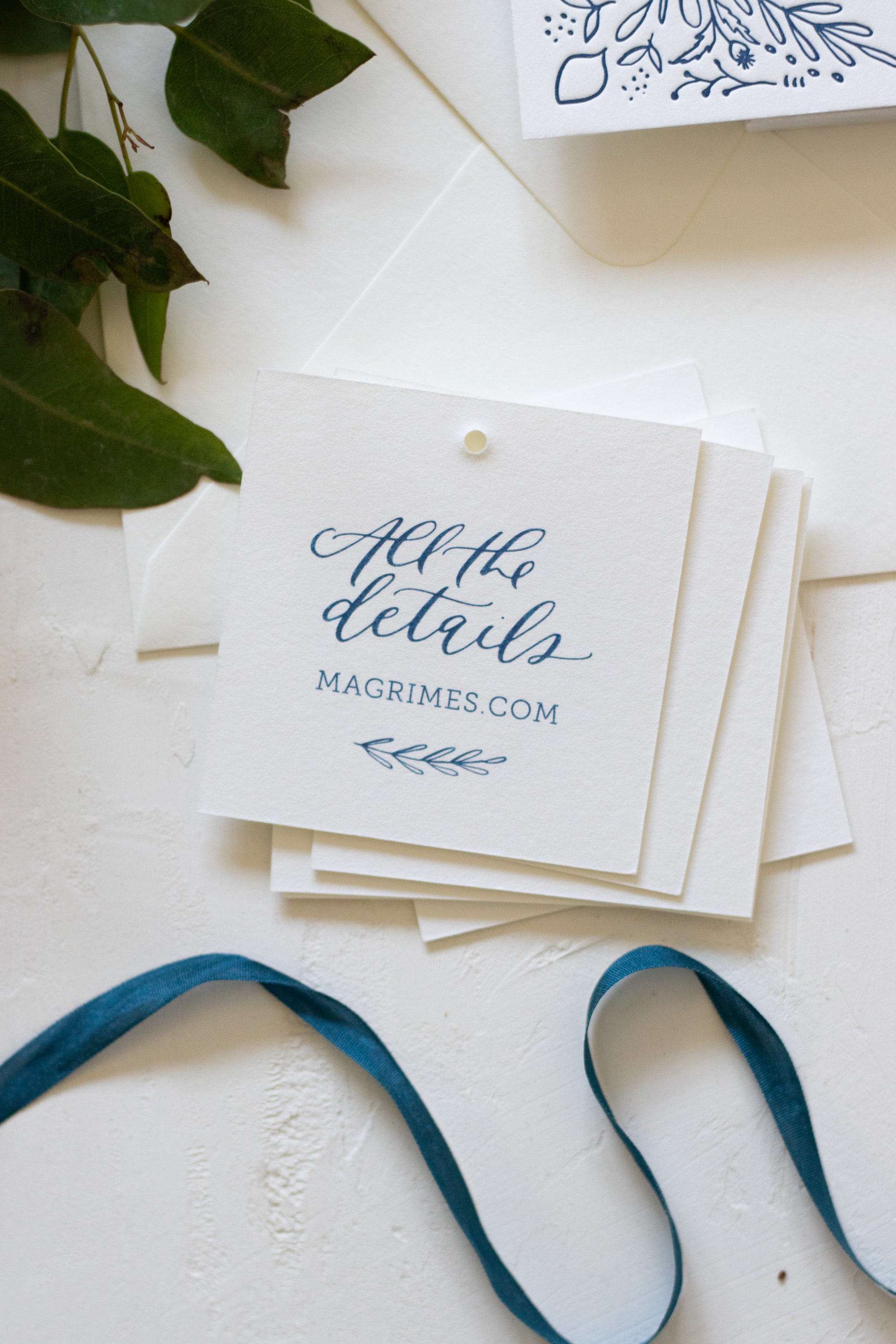 Simple Details Tag for Blue Wedding Invitation
