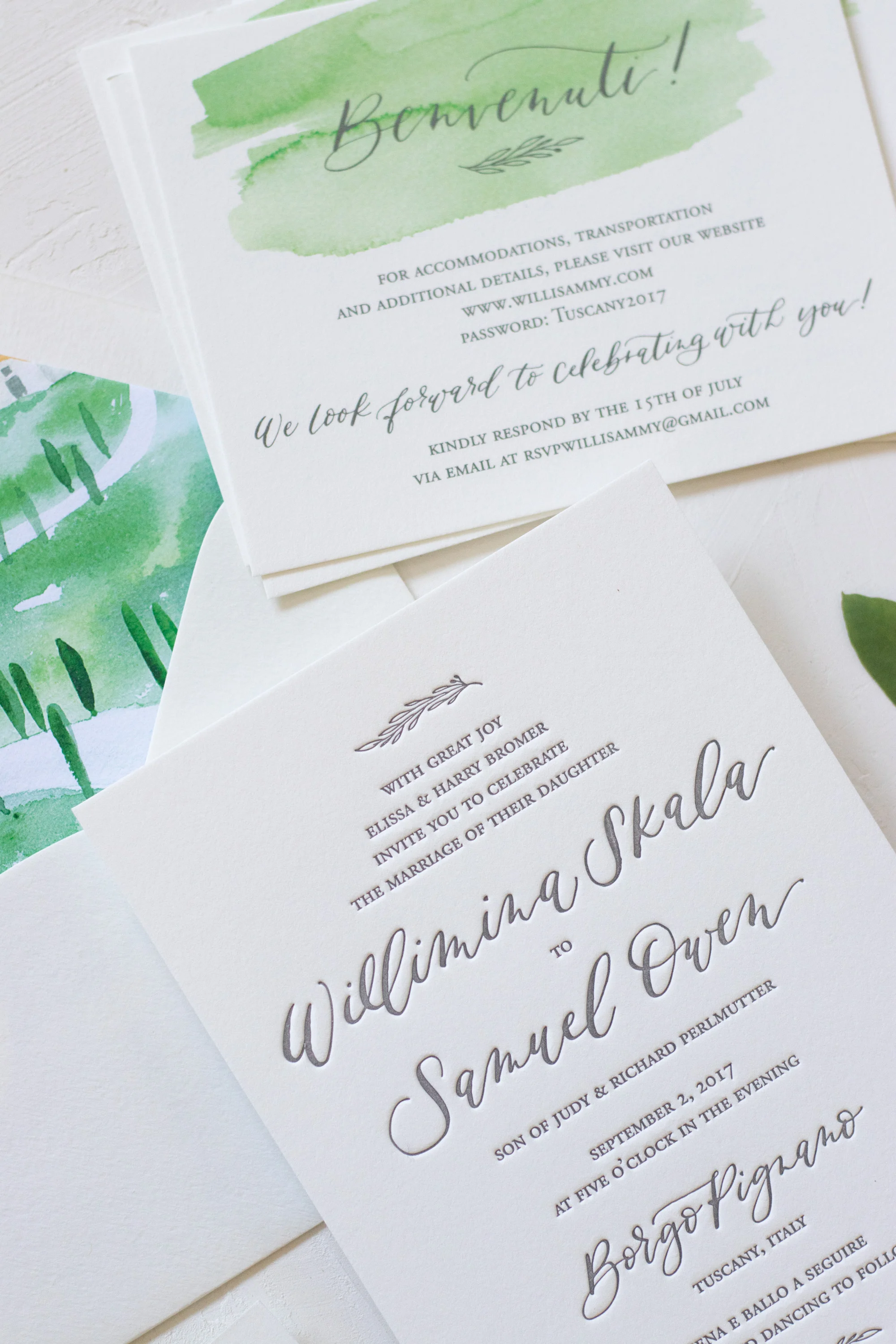 Classic Letterpress Wedding Invitation