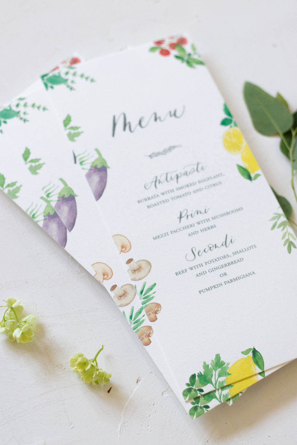 Watercolor and Calligraphy Menu