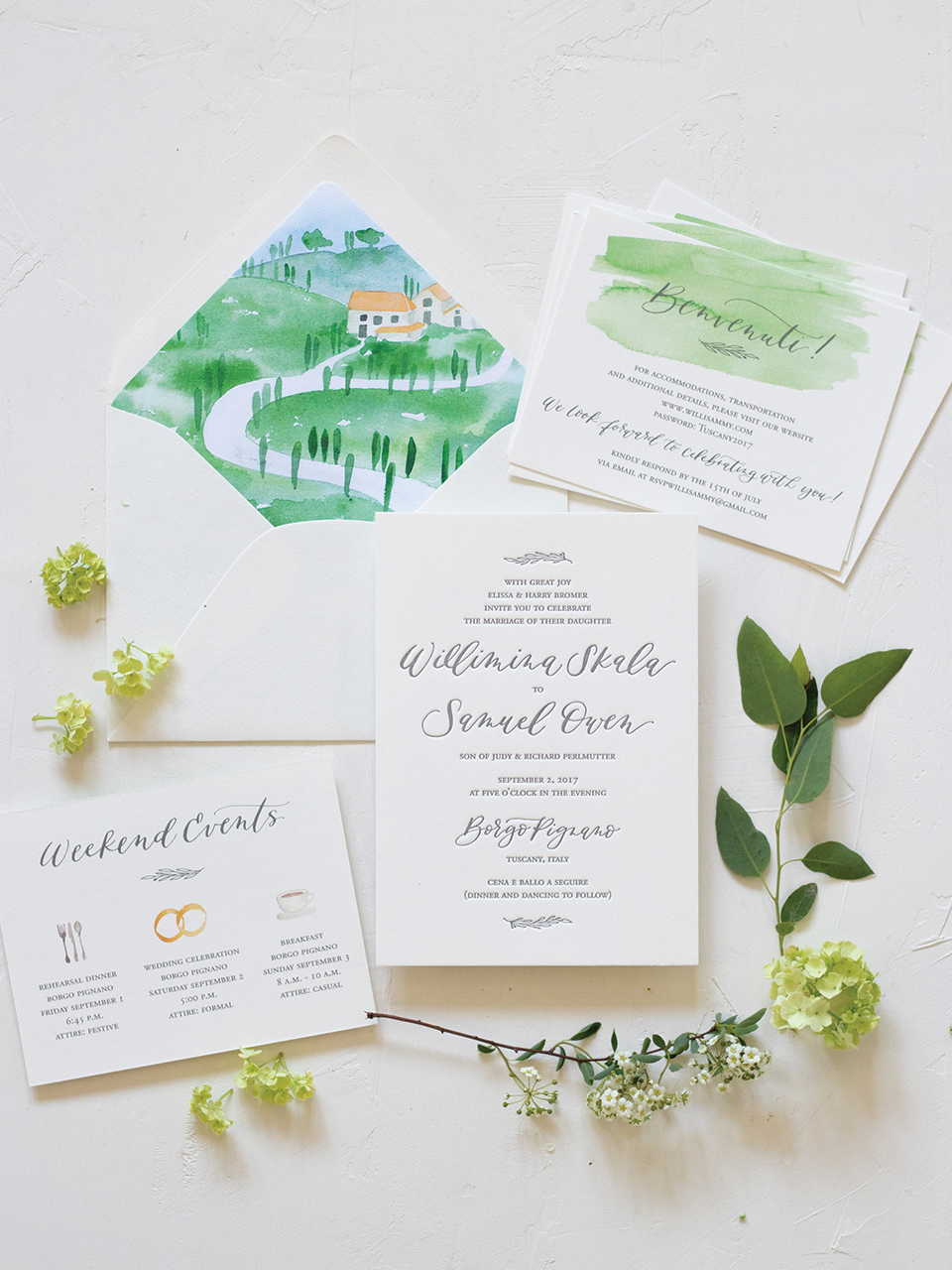 Classic Wedding Invitation for Italian Destination wedding