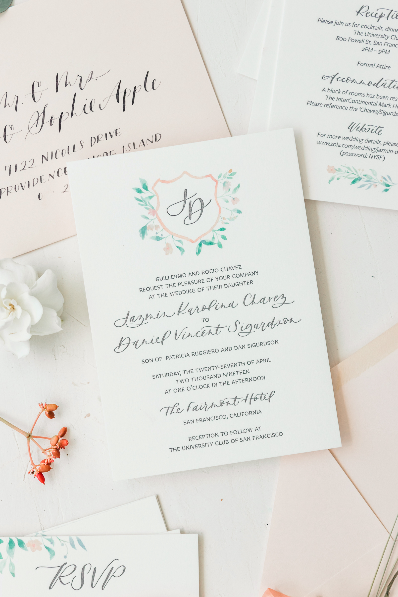 Classic Wedding Crest Invitation Suite