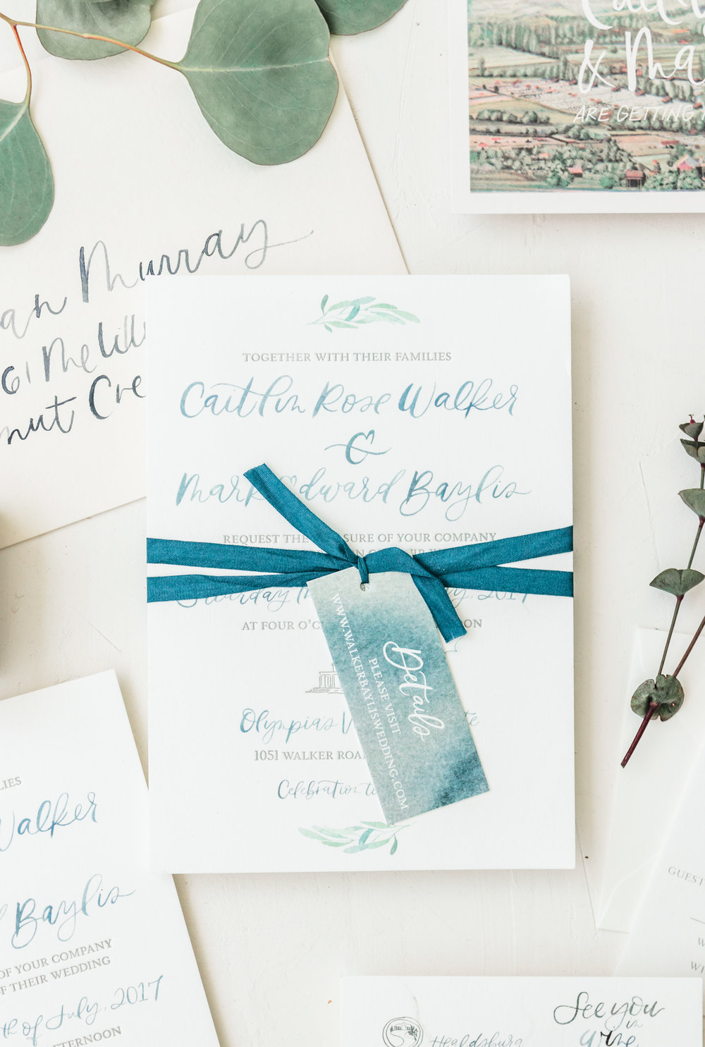 Blue Watercolor Wedding Invitation