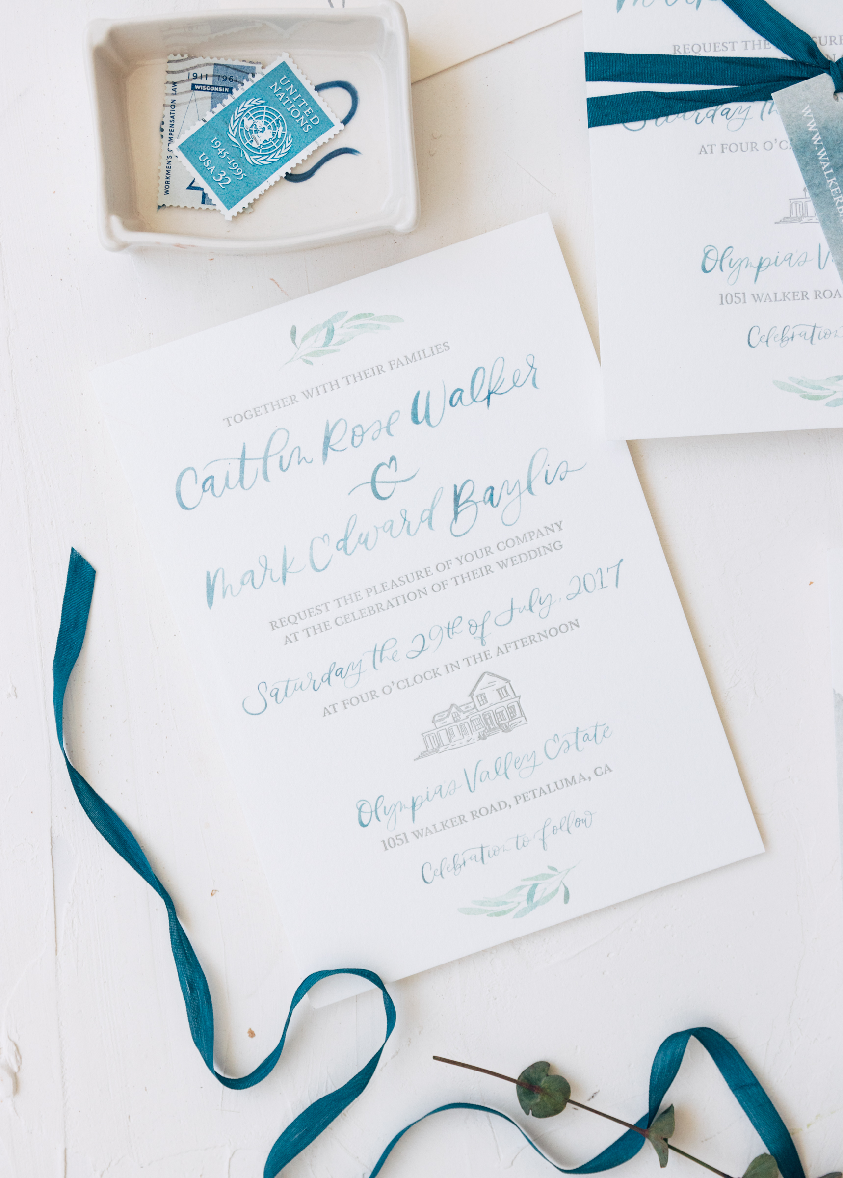 Simple and Unique Watercolor Wedding Invitation