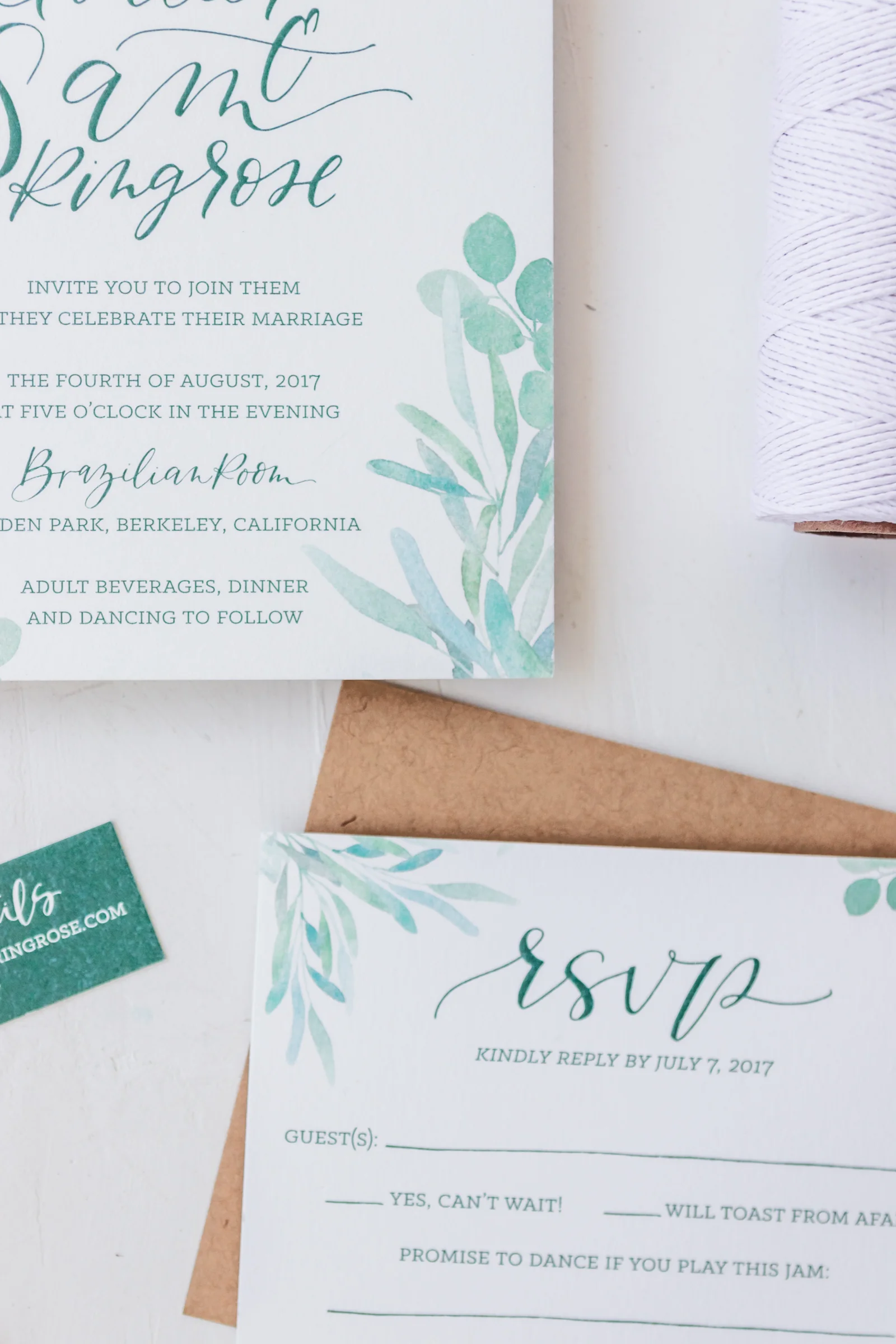 Rustic Boho California Wedding Invitation