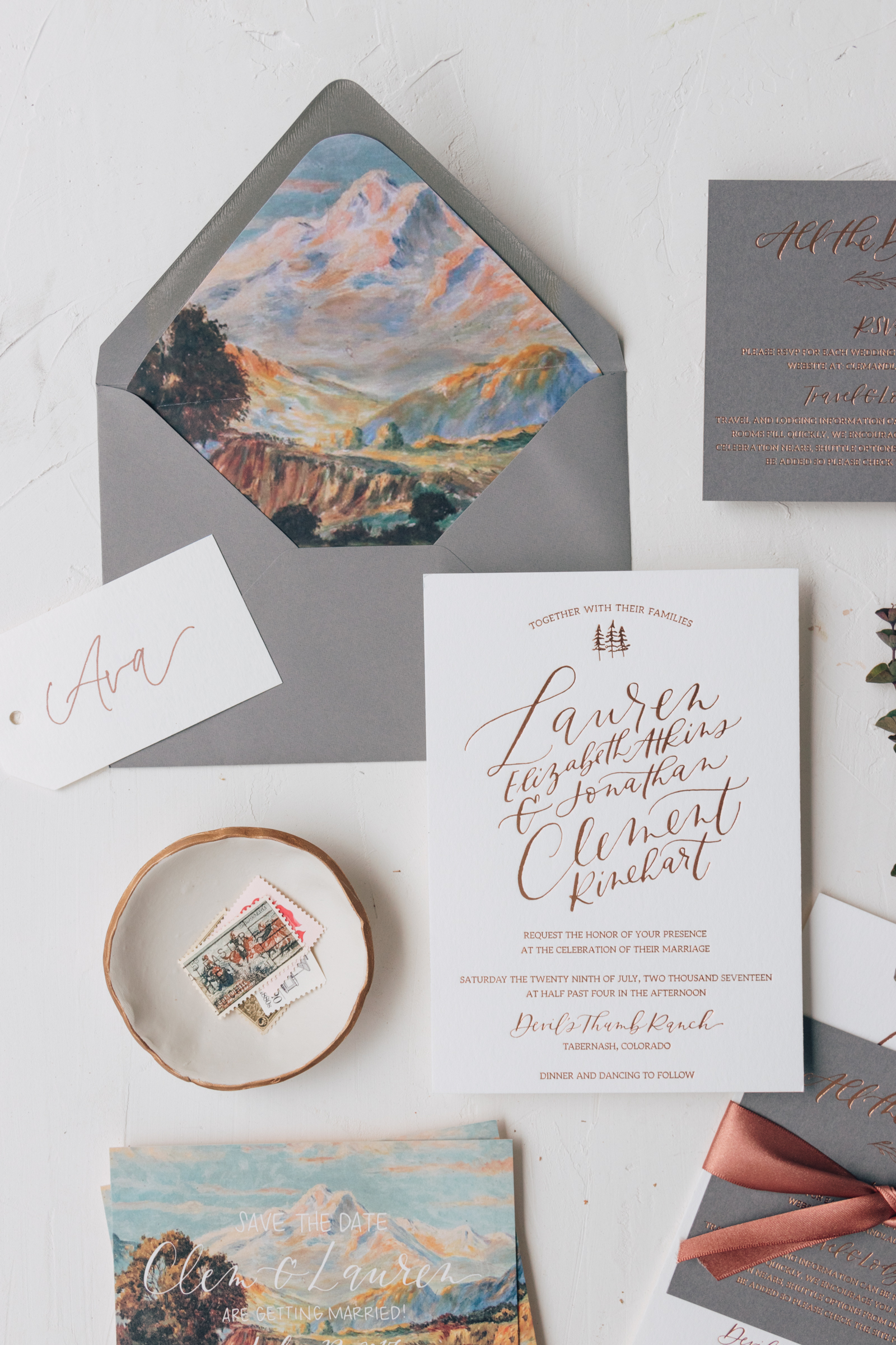 Modern Mountain Wedding Invitation