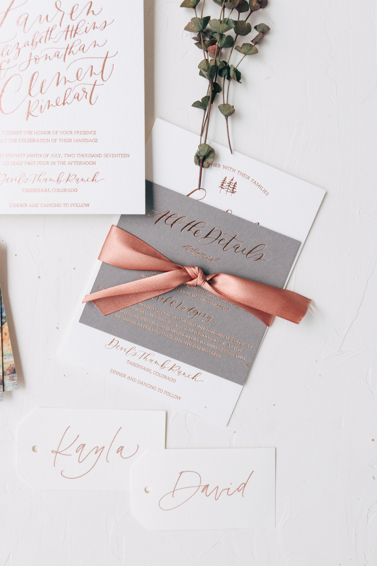 Modern Copper Foil Wedding Invitation