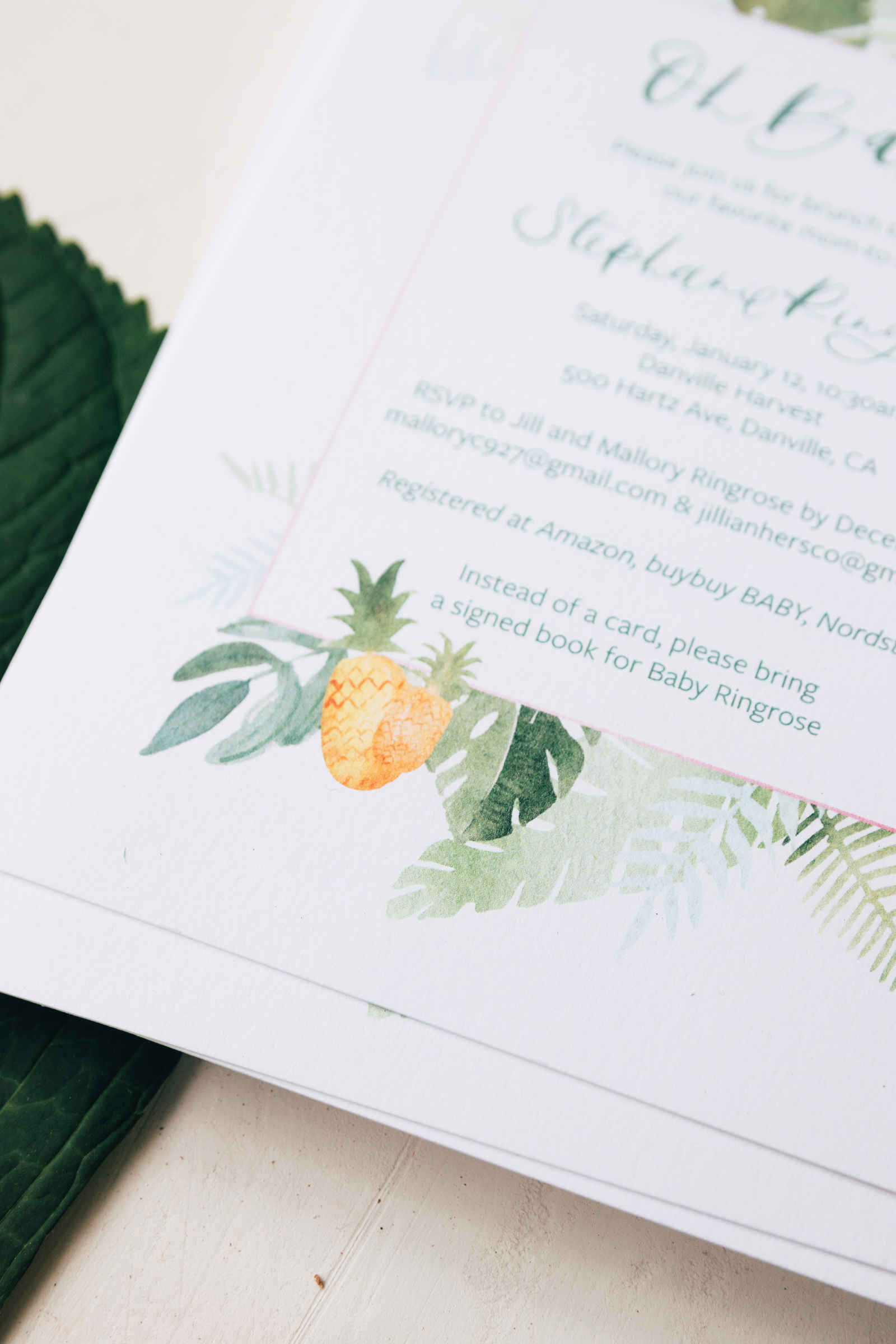 Watercolor Tropical Baby Shower Invitation