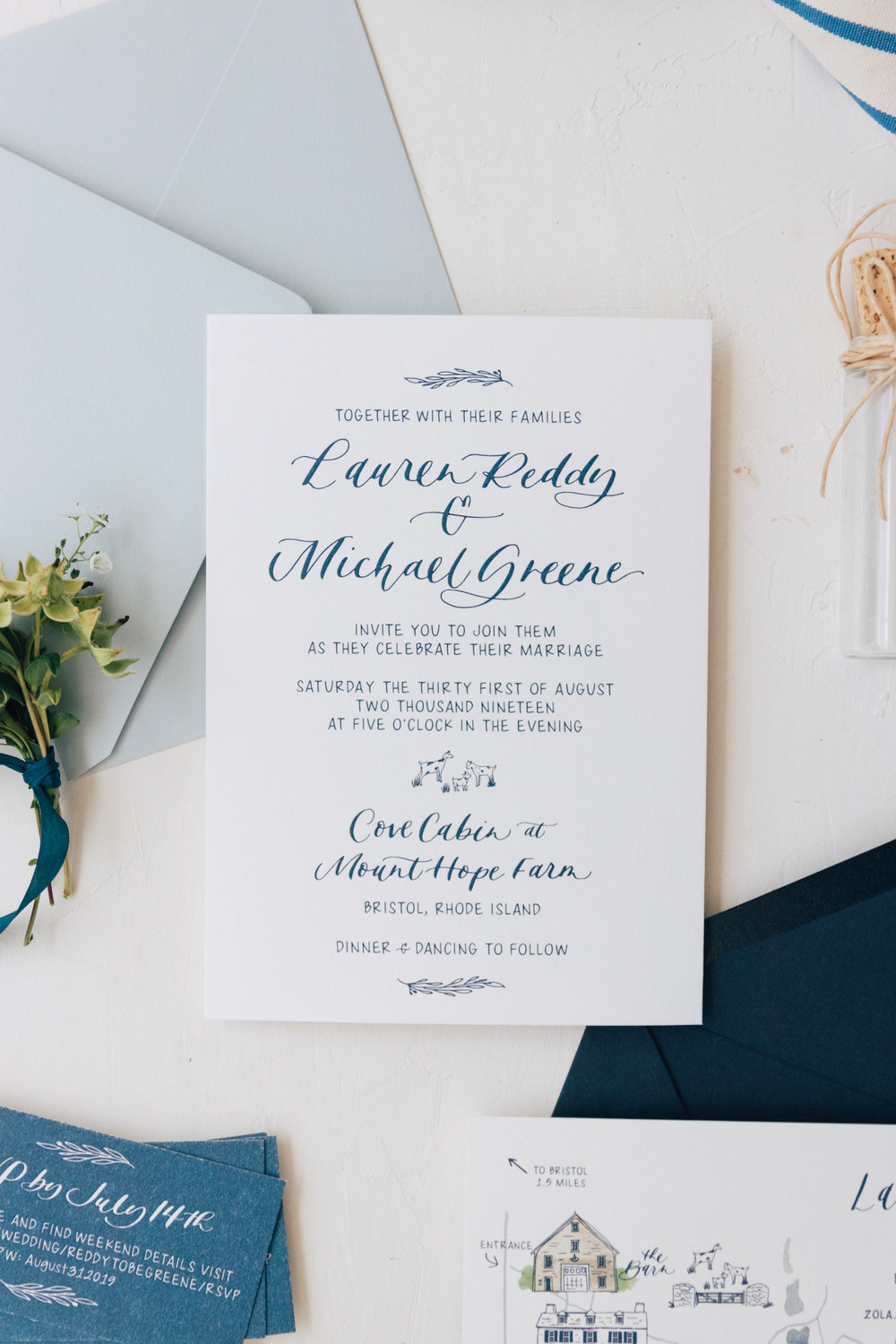 Classic Rhode Island Wedding Invitation