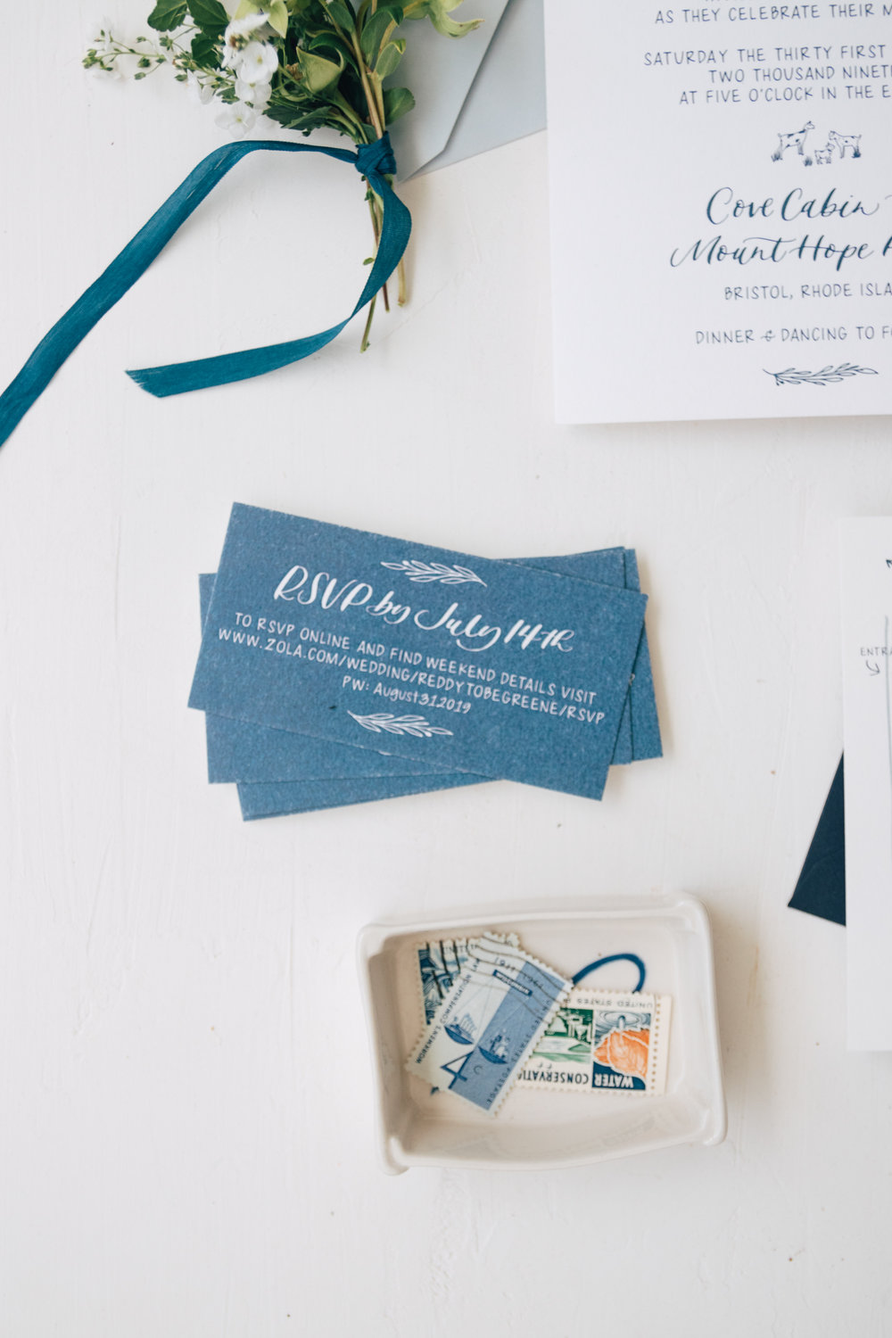 Simple and Classic Navy Reply Card