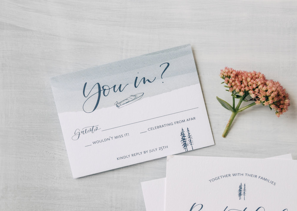 Unique RSVP Card Wording with Watercolor and Illustration