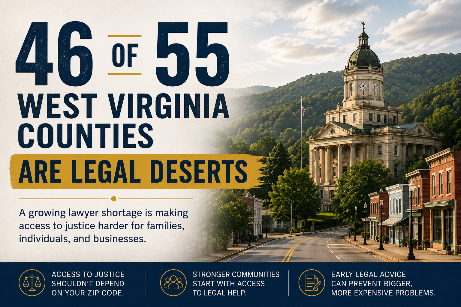 46 of West Virginia’s 55 Counties Are Legal Deserts: What the Lawyer Shortage Means for Families and Businesses