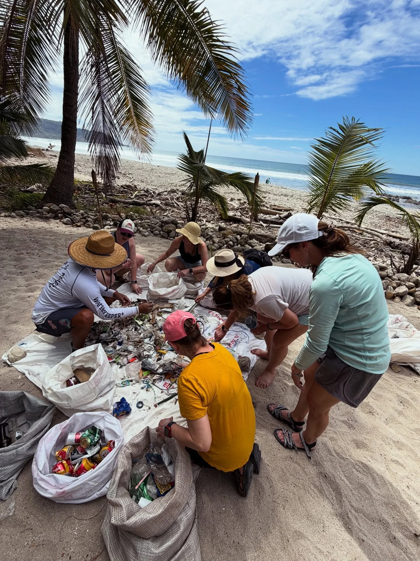 Today was our Karma Yoga day, and we did a beach cleanup as our service project with a local Waterkeeper. Look how much we got! Trash included: sharp metals, forever plastics, bottles, cans, condoms, syringes, wire, rusty metal, and everything else y