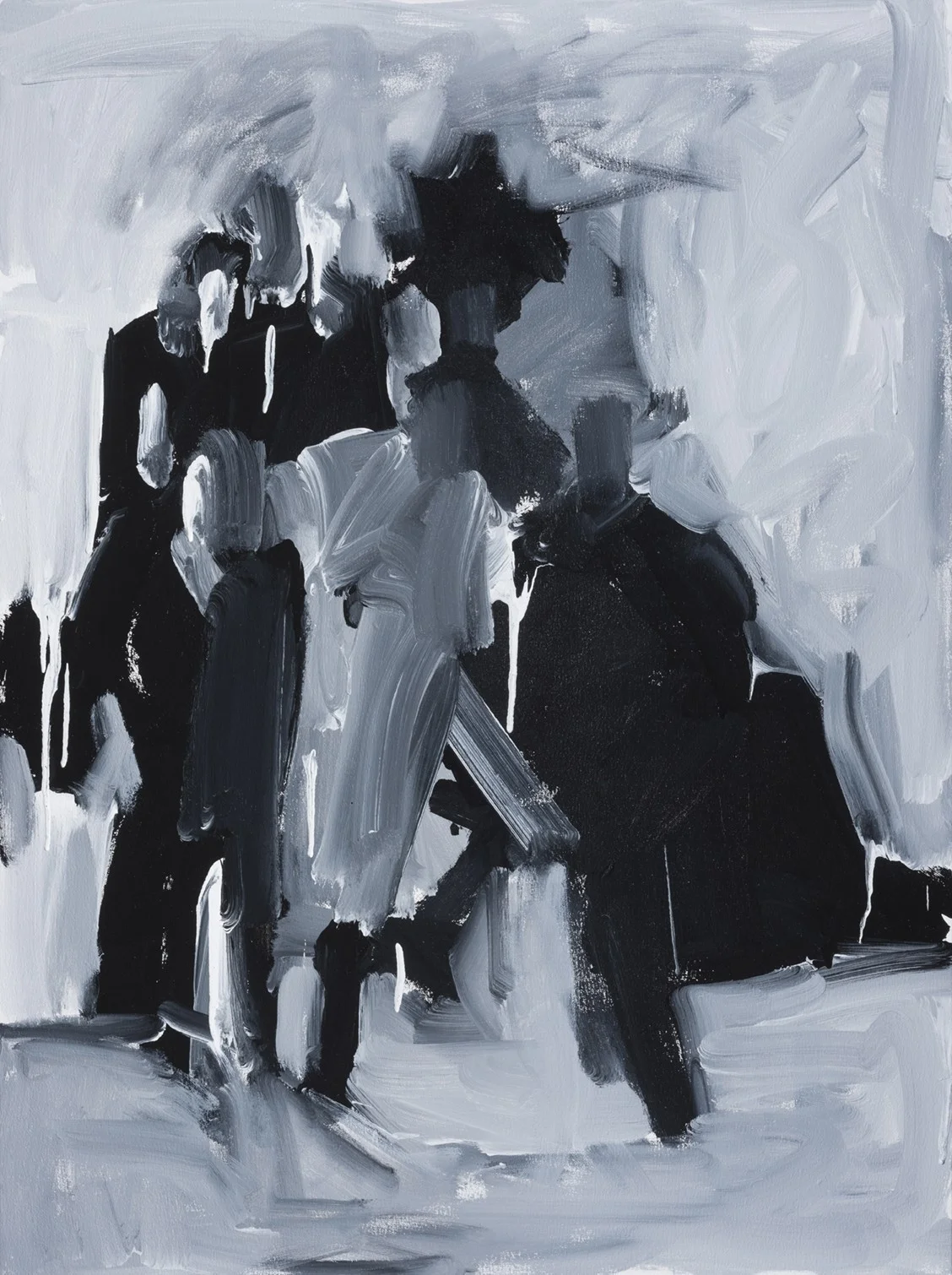 HAE and 1939 Boxers Sitting (Abstracted) Fluid acrylic on canvas 2016 41" h x 30 ½” w