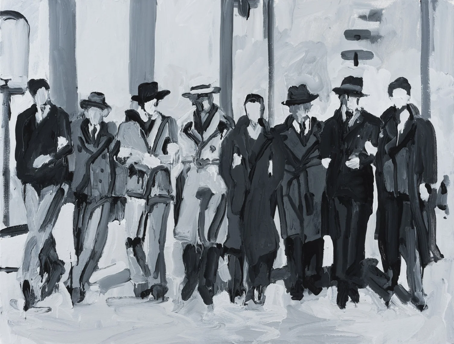 HAE and 1939 Boxers Walking Arm-in-Arm Latex house paint on canvas 2016 34" h x 45" w