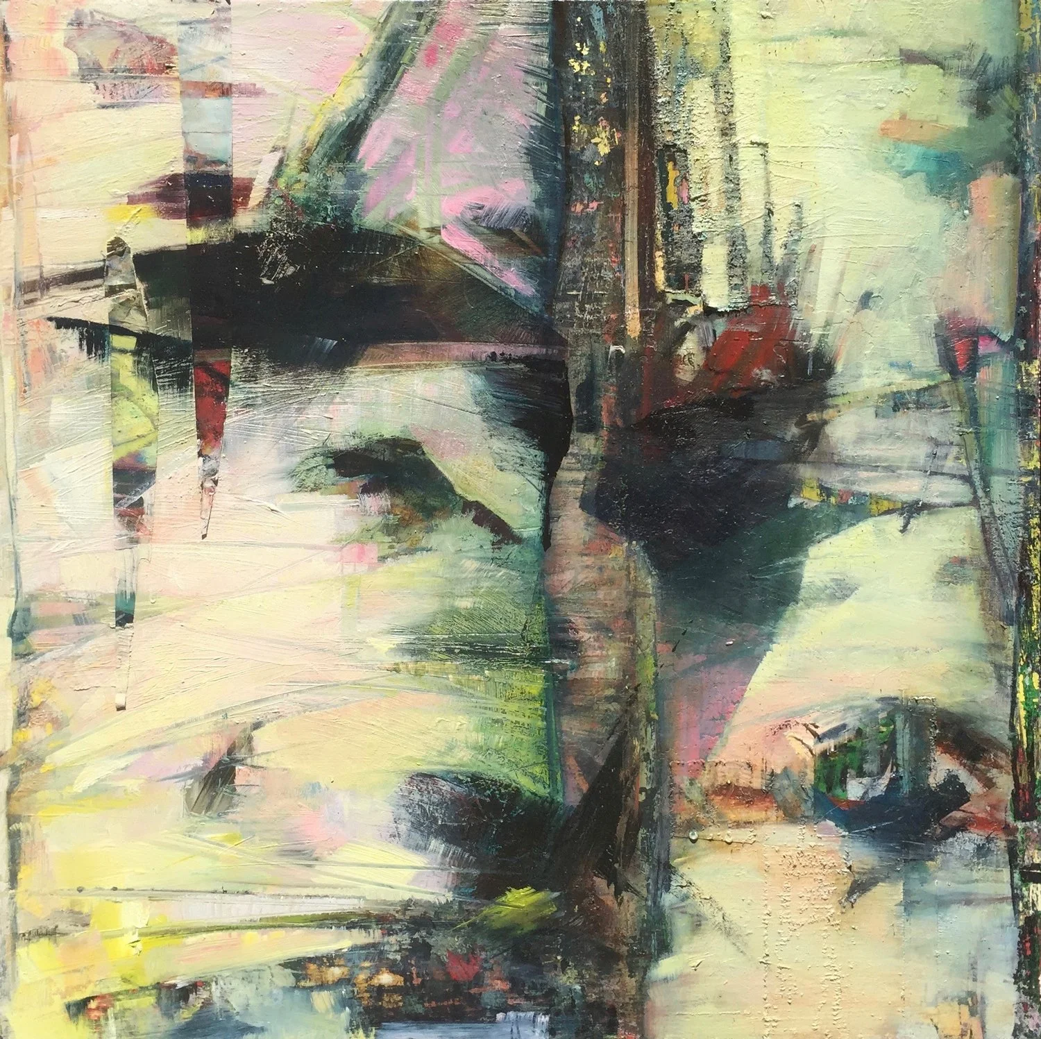 Reconfigured Eleven, Oil and tape on wood panel, 24" x 24"