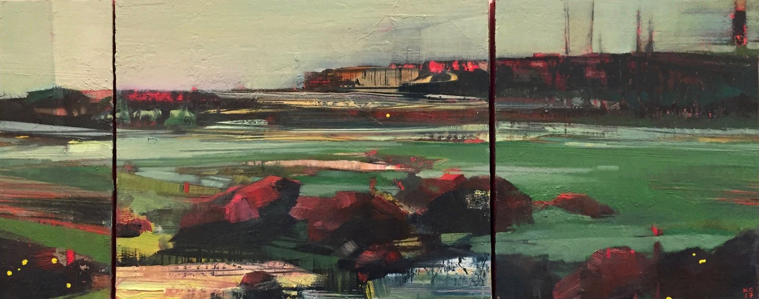 Reconfigured: Ten , Oil on Three panels, 20.5"x 8.5", 2017