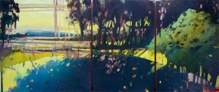 Thirtyseven: four , oil on three panels 36” x 84"