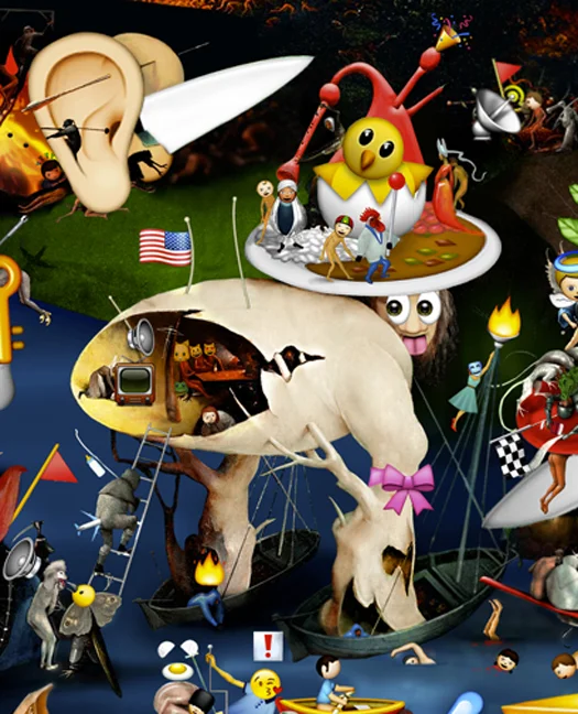 The Garden of Emoji Delights (Detail Image 2) Digital pigment print, 8.5 x 21 in, 2013.