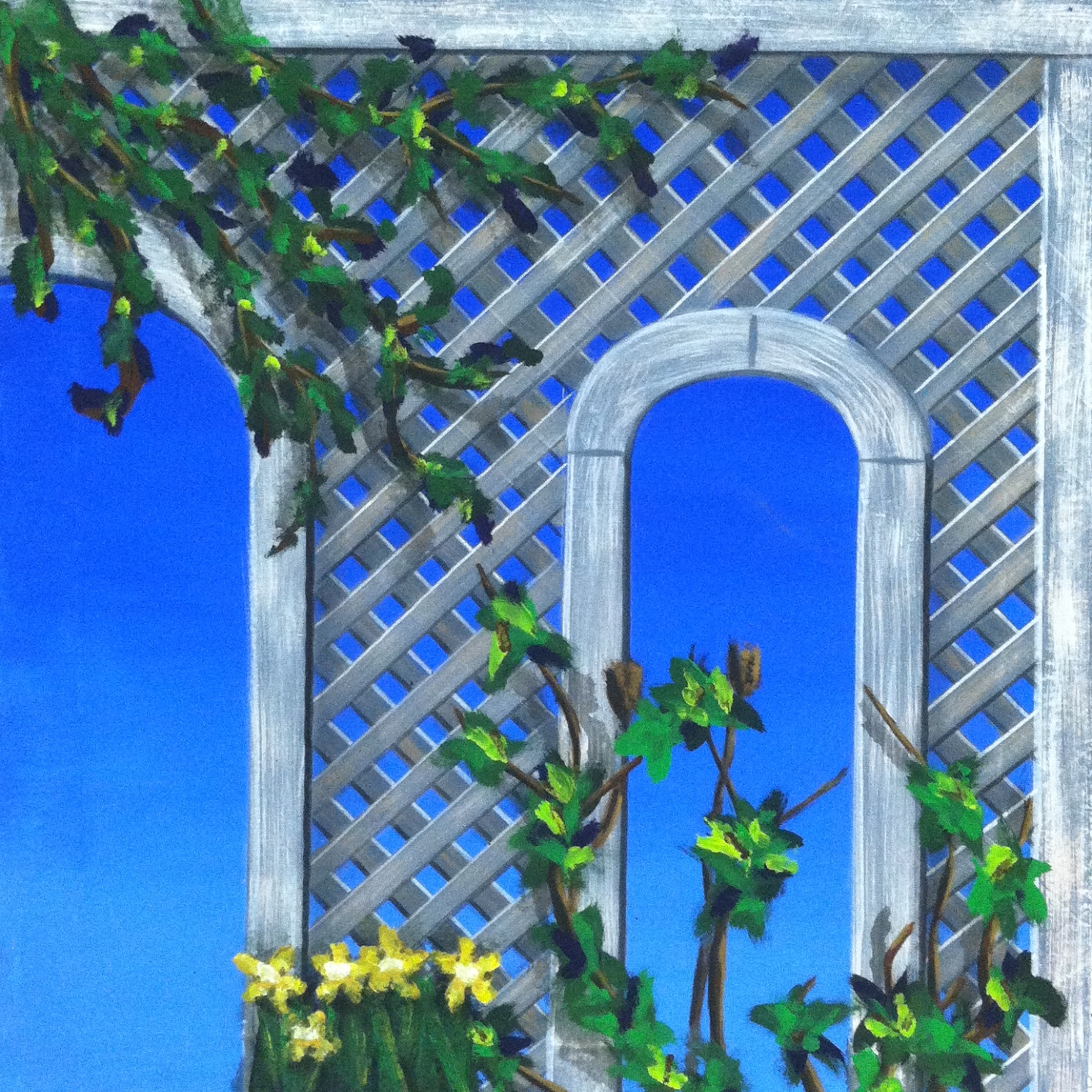 Lattice and Plants Paint Sample, 3’x3’