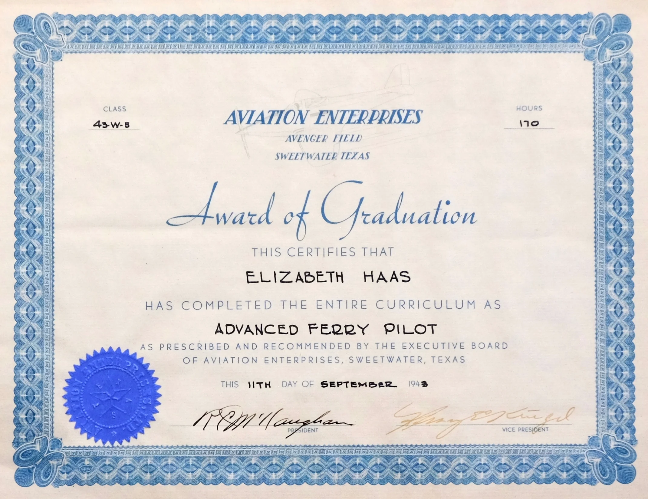 1943 - Certificate