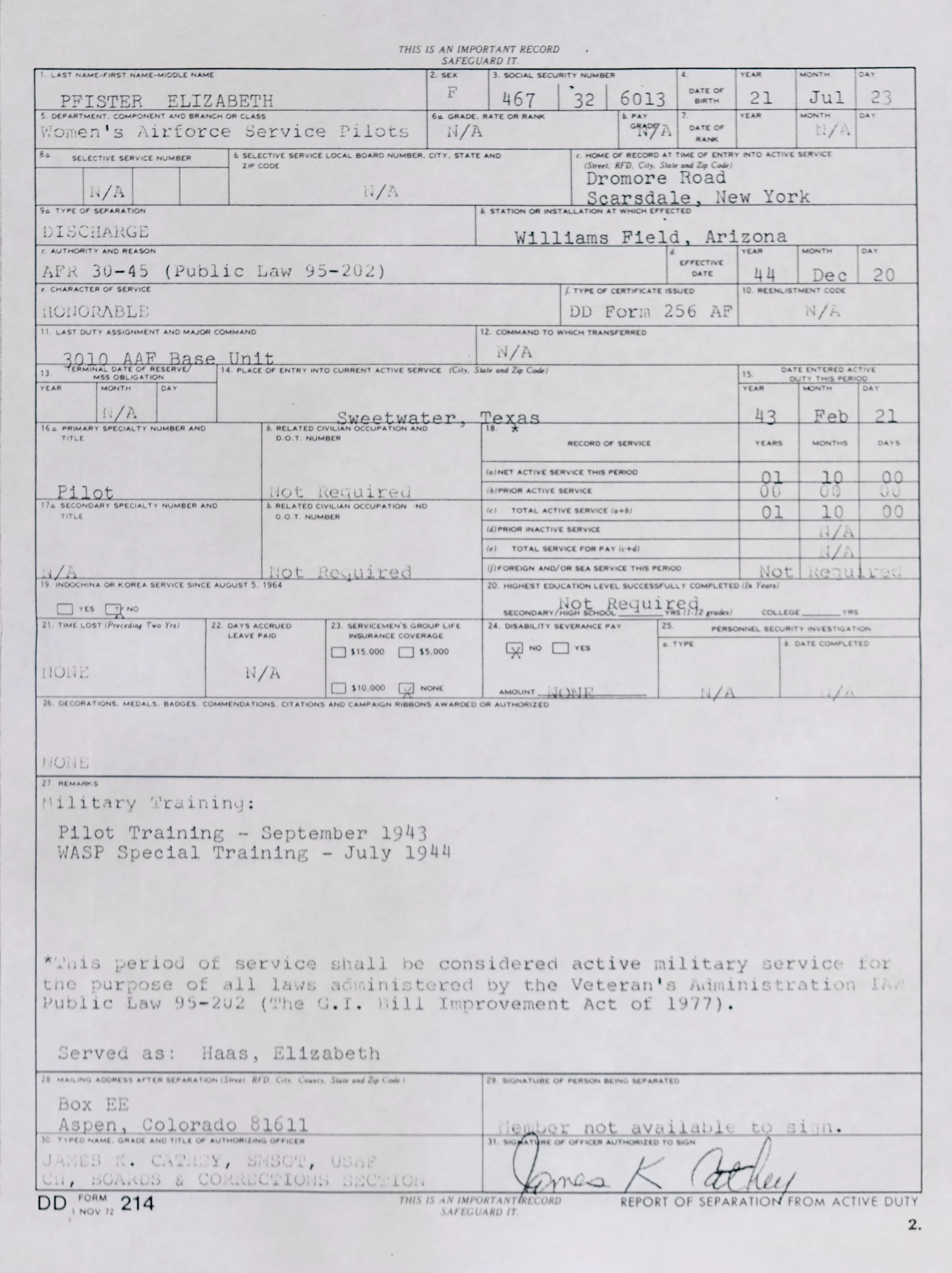 1944-Certificate - Honorable Discharge