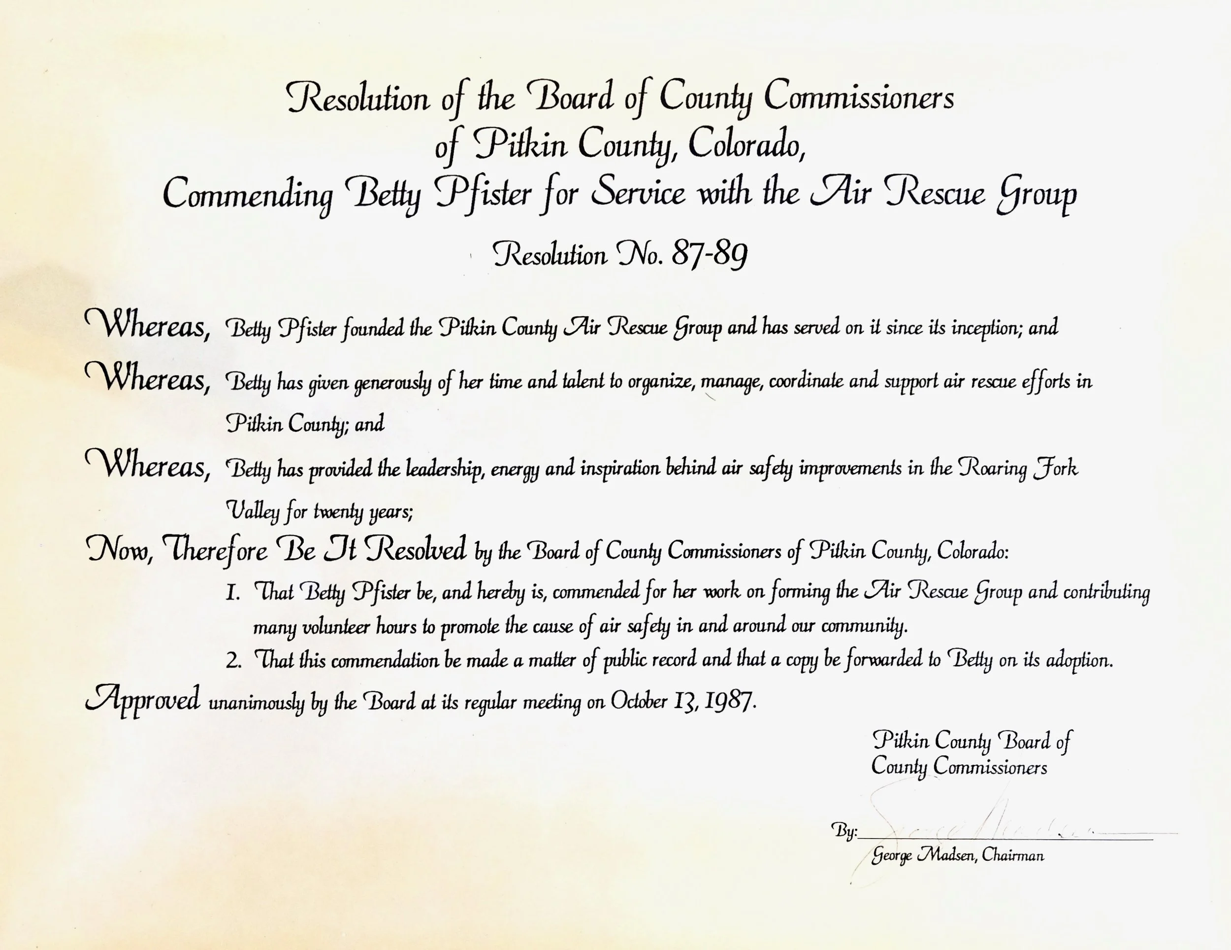 1987 - Air Rescue Certificate