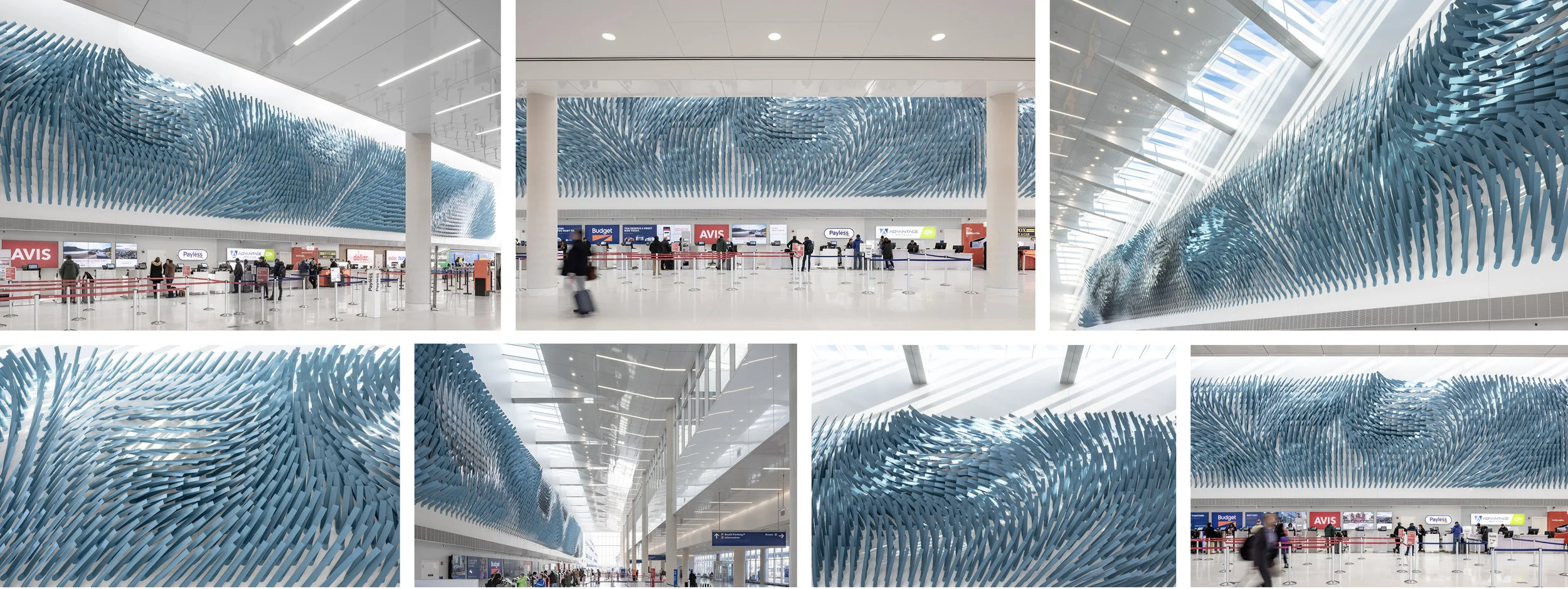Rob Ley Field Lines 2018 Painted aluminum 294 x 25 x 2.5 feet O'Hare Airport Transportation Hub Chicago, Illinois Photographer: Alan Tansey View More Rob Ley