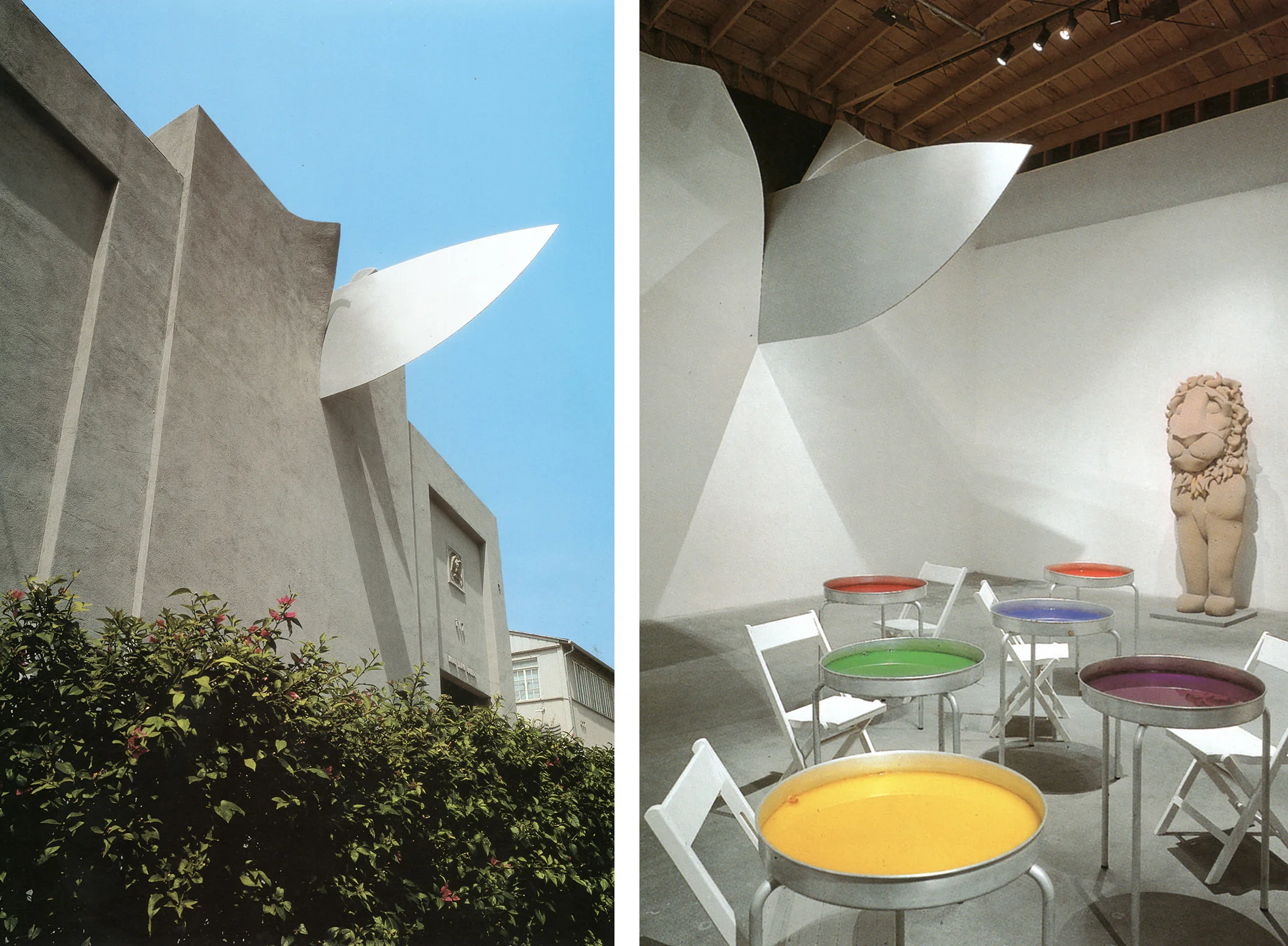 Claes Oldenburg and Coosje van Bruggen Knife Slicing Through Wall 1989 Stainless steel, steel, stucco Blade 6 feet x 8 inches x 11 feet View More Claes Oldenburg and Coosje van Bruggen